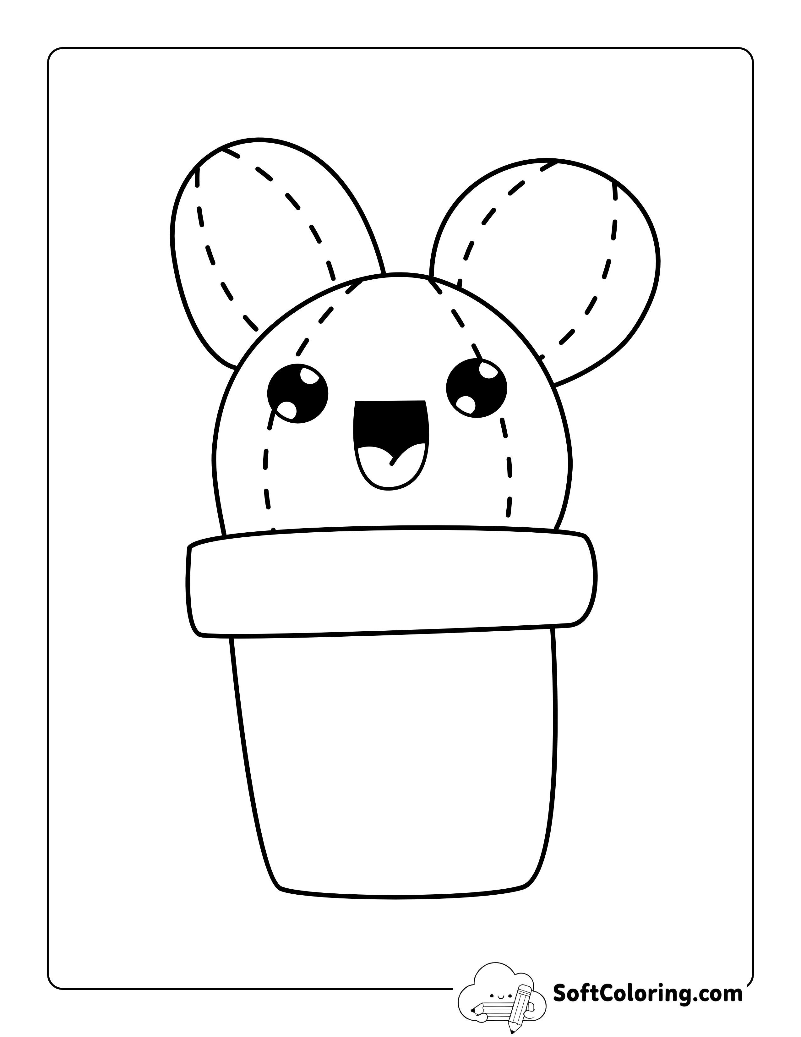 Happy Plant Kawaii Coloring Sheet