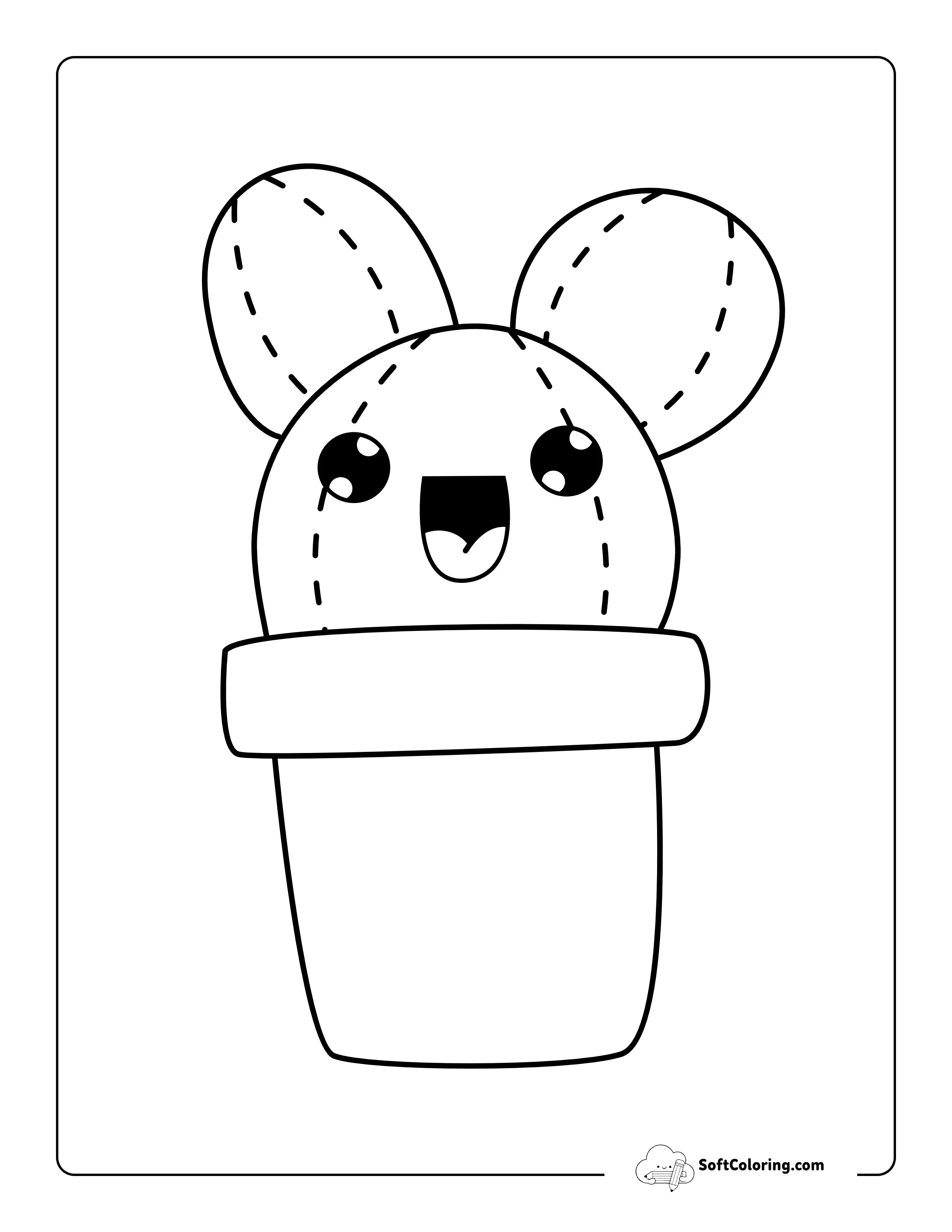 Happy Plant Kawaii Coloring Sheet