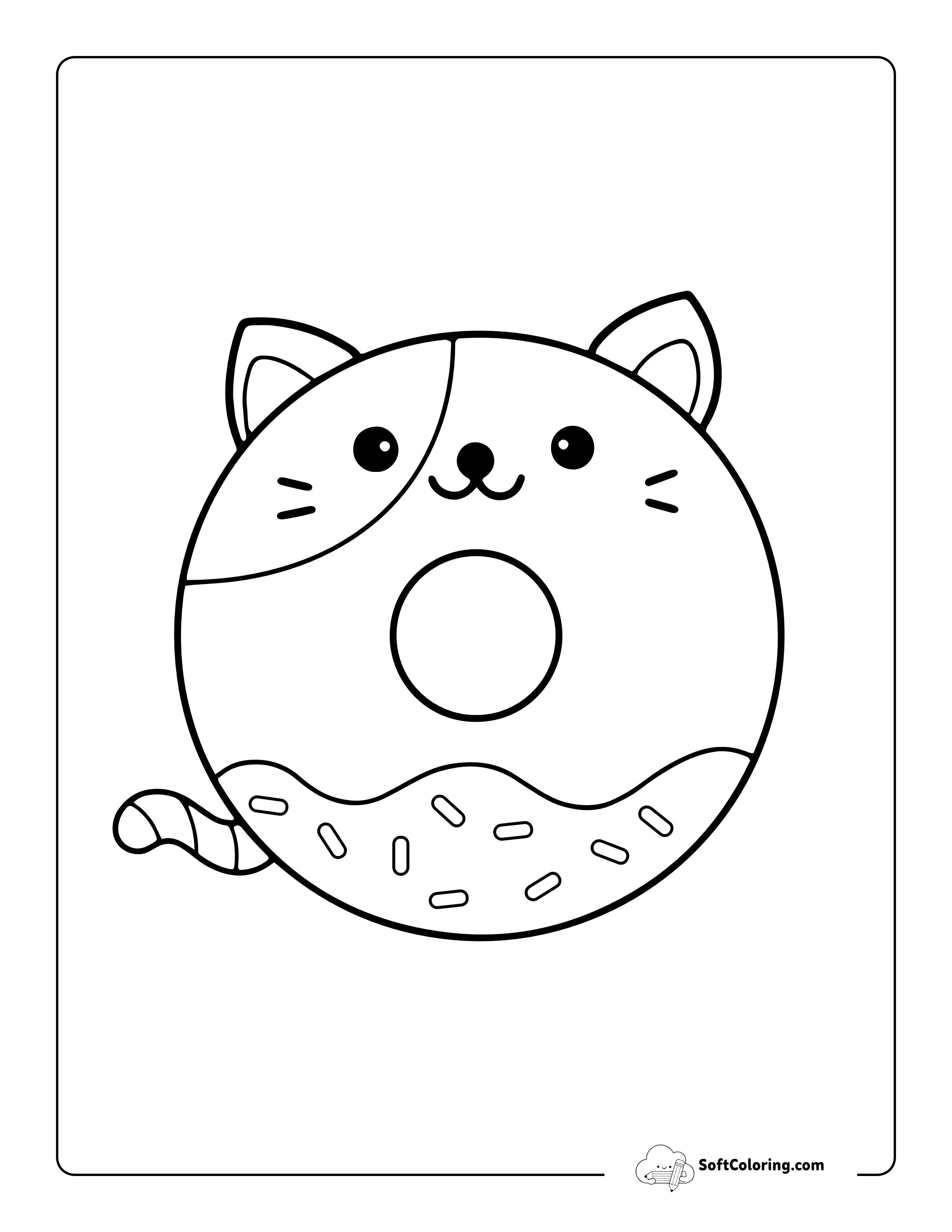 Cute Cat Donut Picture To Color