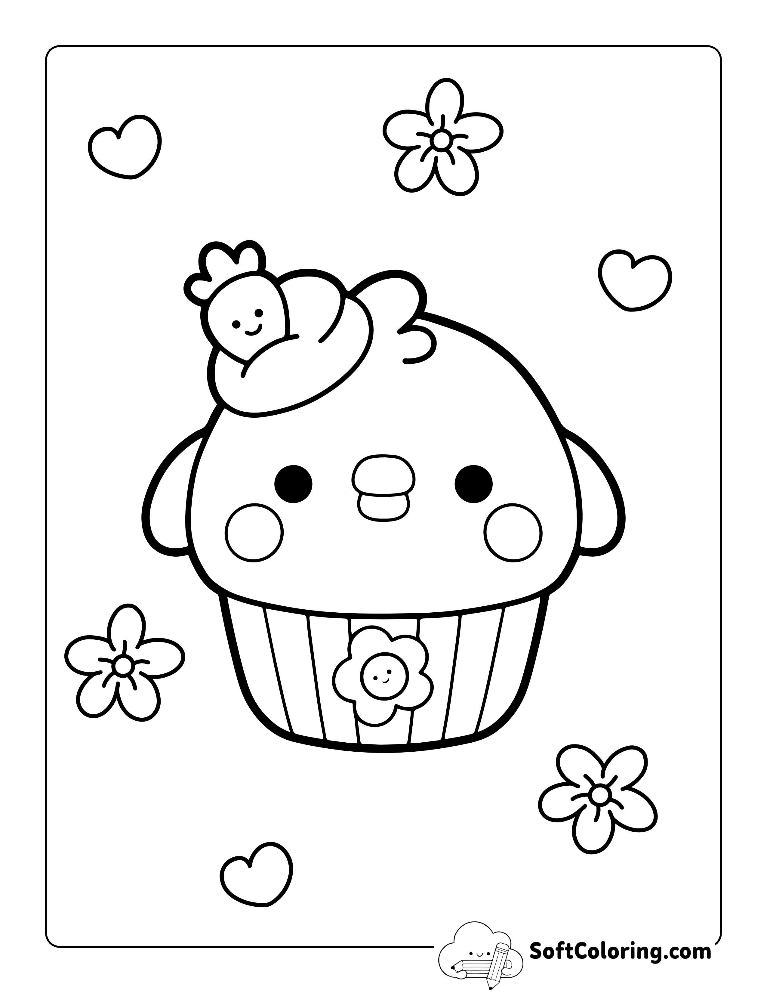 Easter Chick Kawaii Coloring Page for Kids