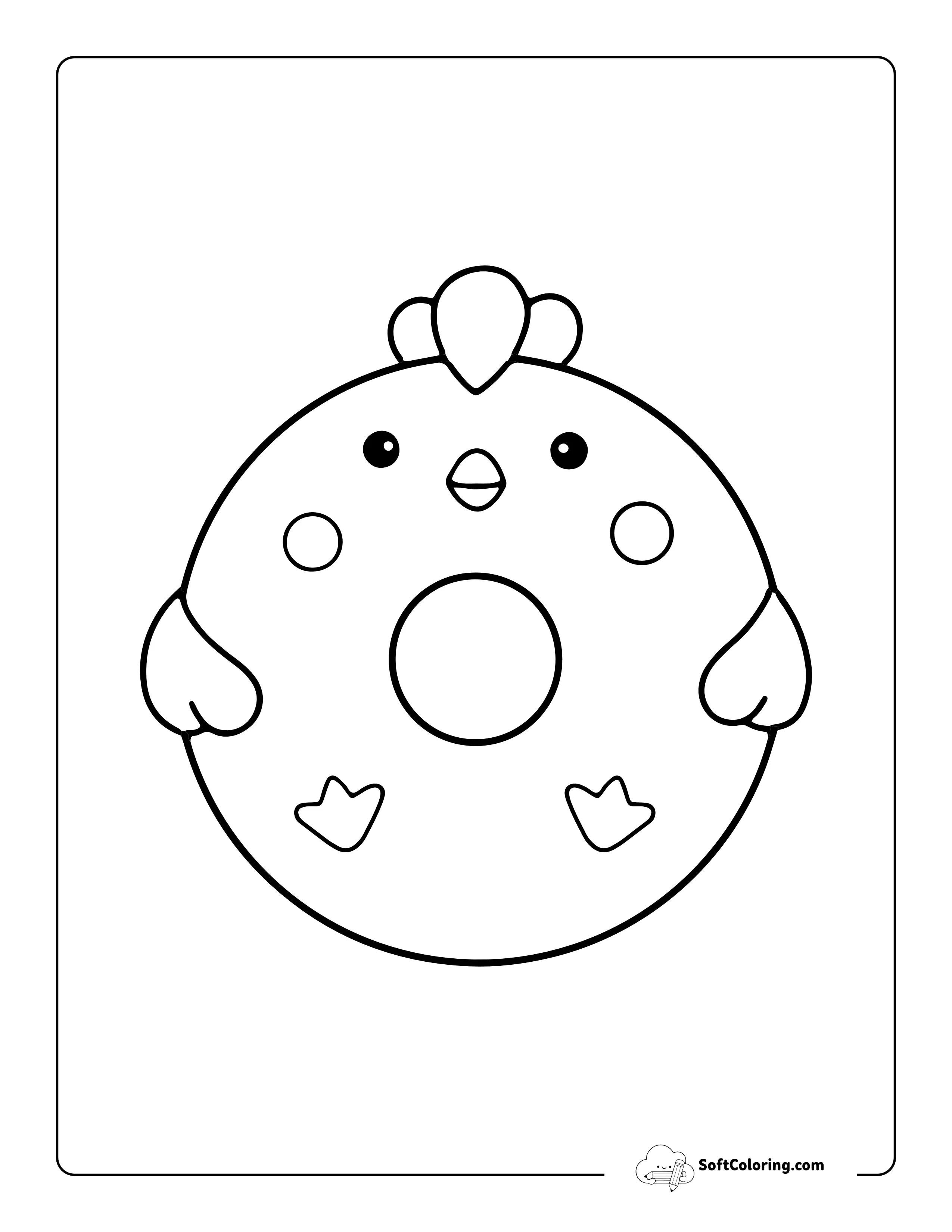 Cute Kawaii Easter Donut To Color