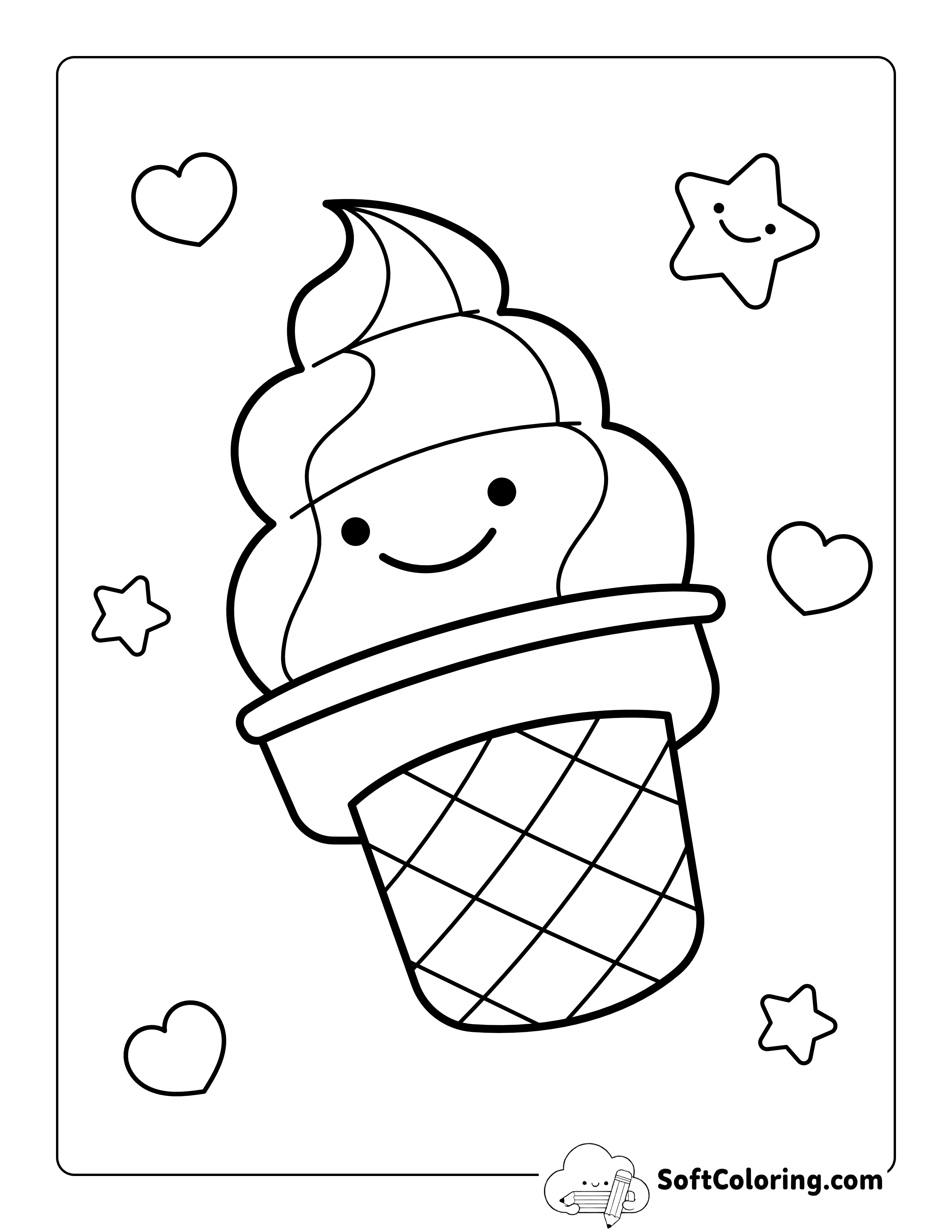 Soft Serve Ice Cream Coloring Sheet for Kids