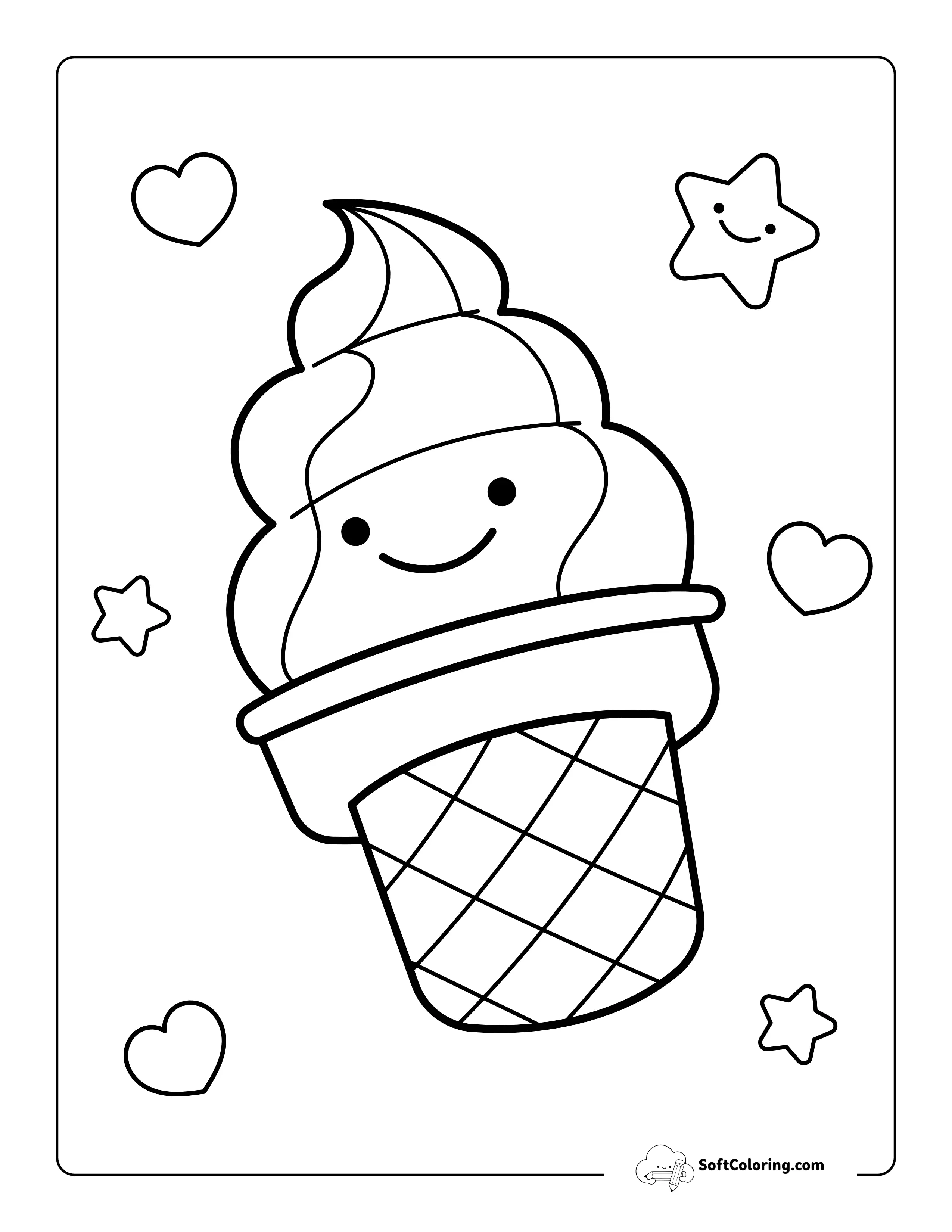 Soft Serve Ice Cream Coloring Sheet For Kids