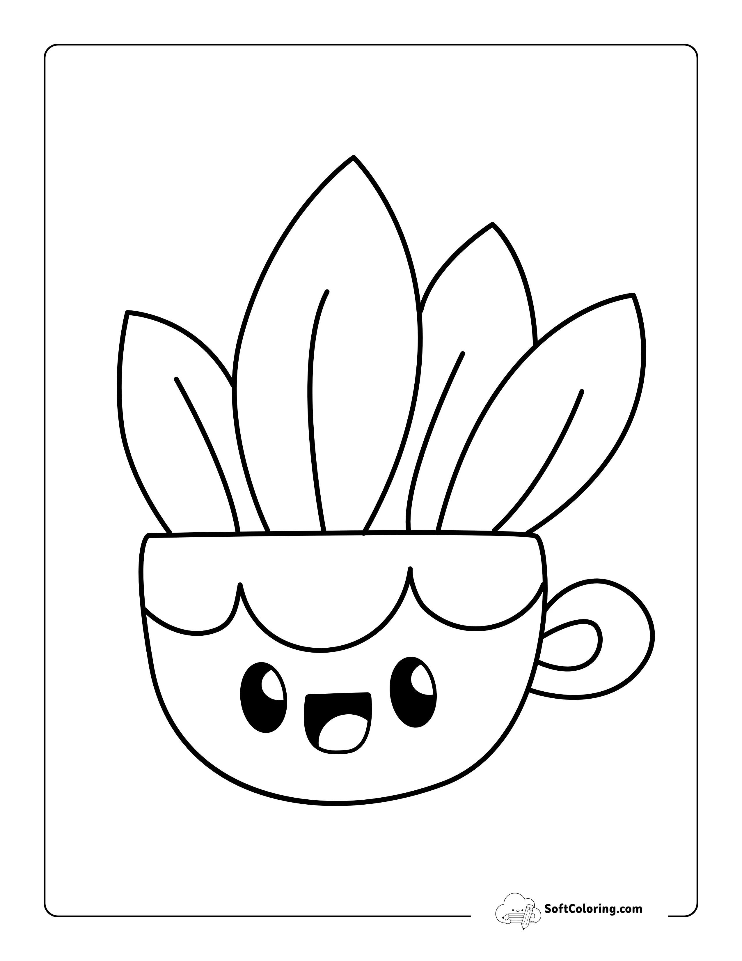 Leafy Plant Cute Coloring Page