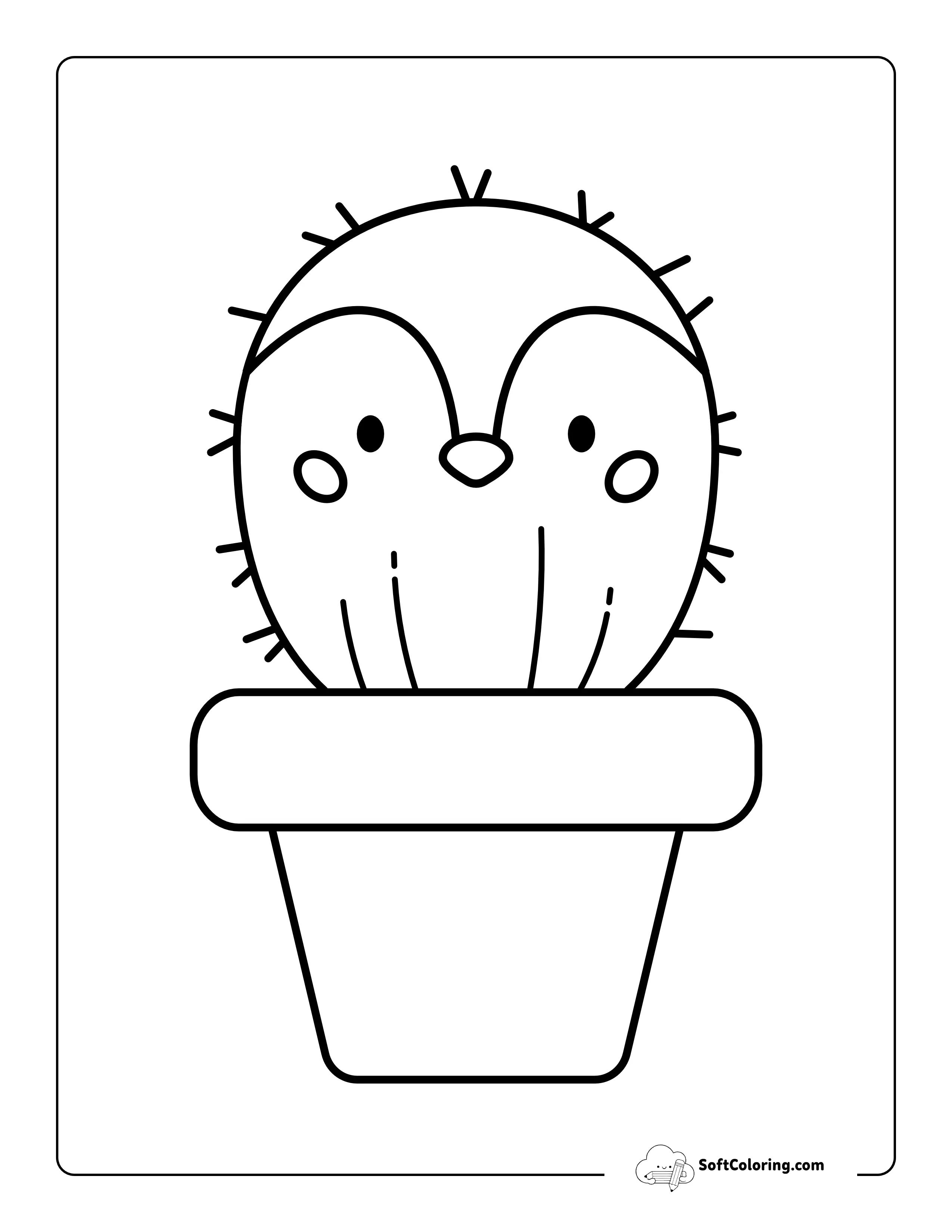 Cute Kawaii Penguin Cactus To Color In