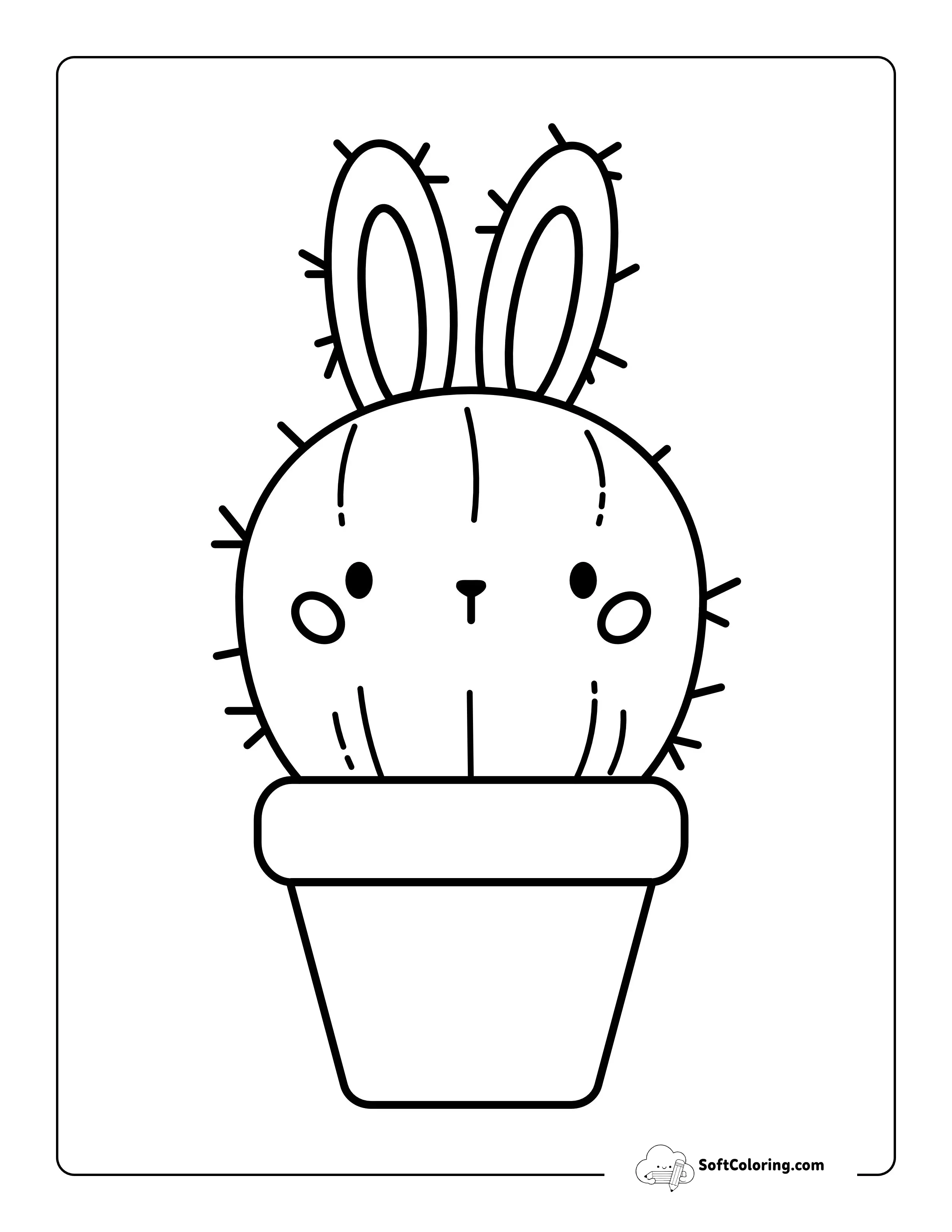 Cute Bunny Rabbit Cactus Picture To Color