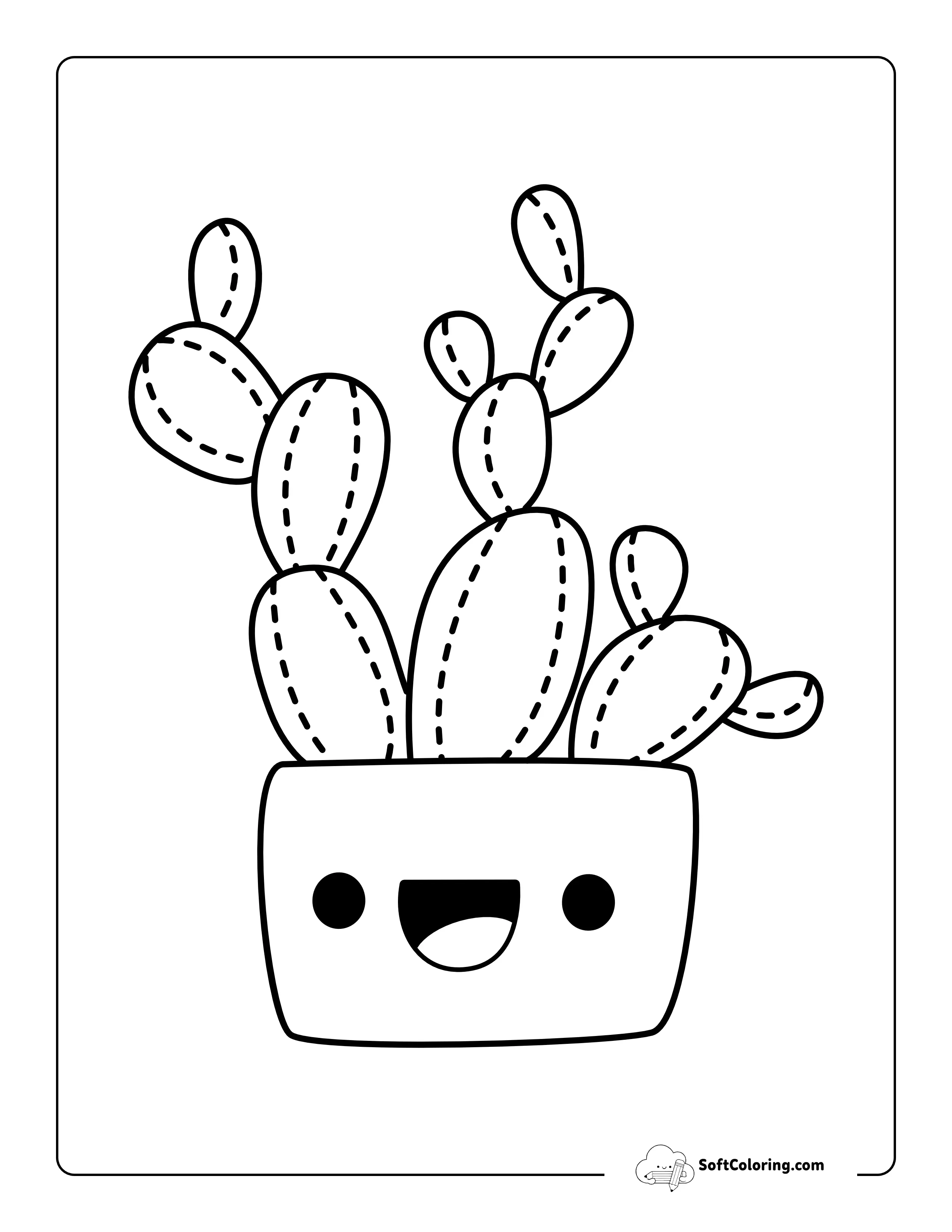 Happy Cactus Coloring Sheet For Kids