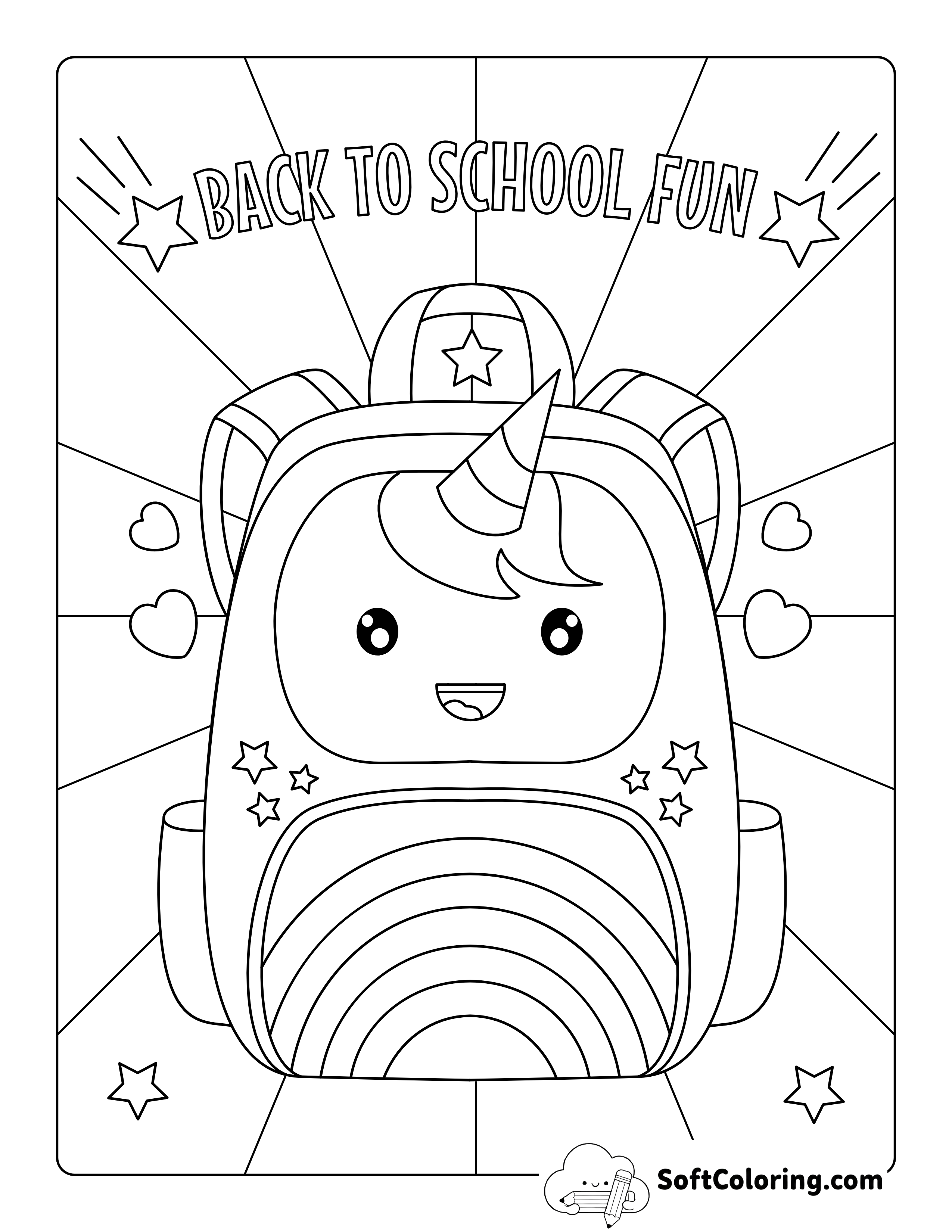 Kawaii "Back to School" Unicorn Coloring Sheet