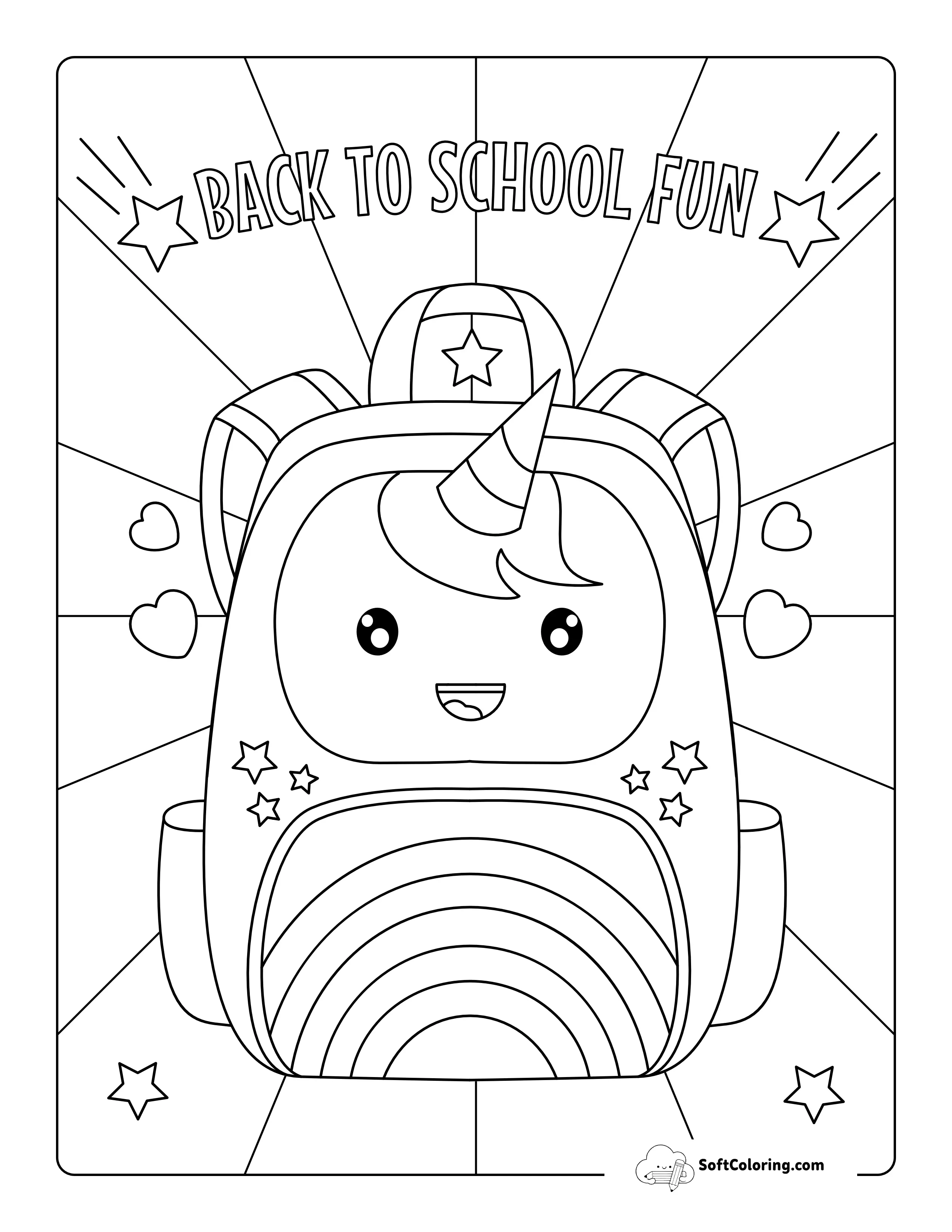 Kawaii "Back To School" Unicorn Coloring Sheet