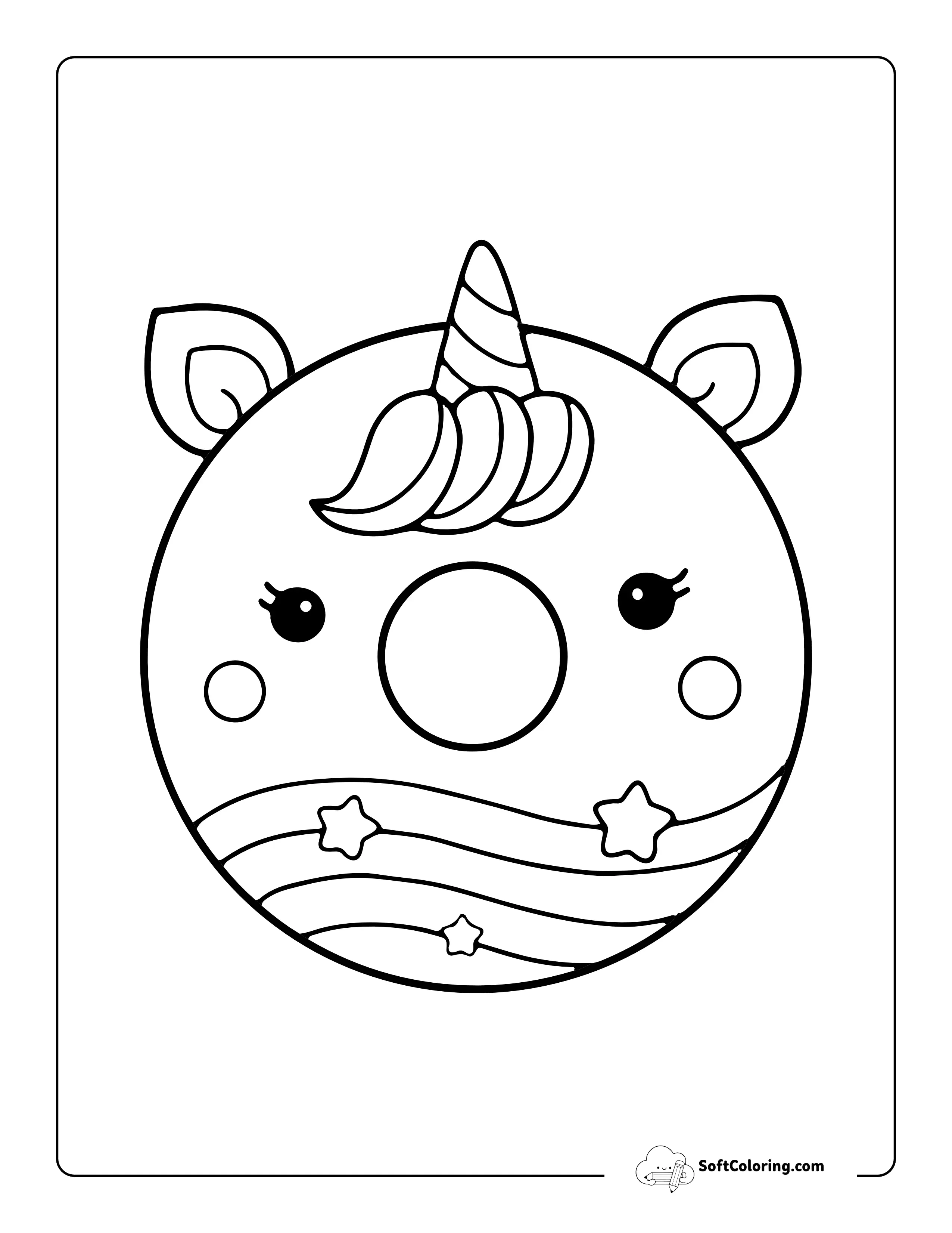 Cute Unicorn Donut Picture To Color