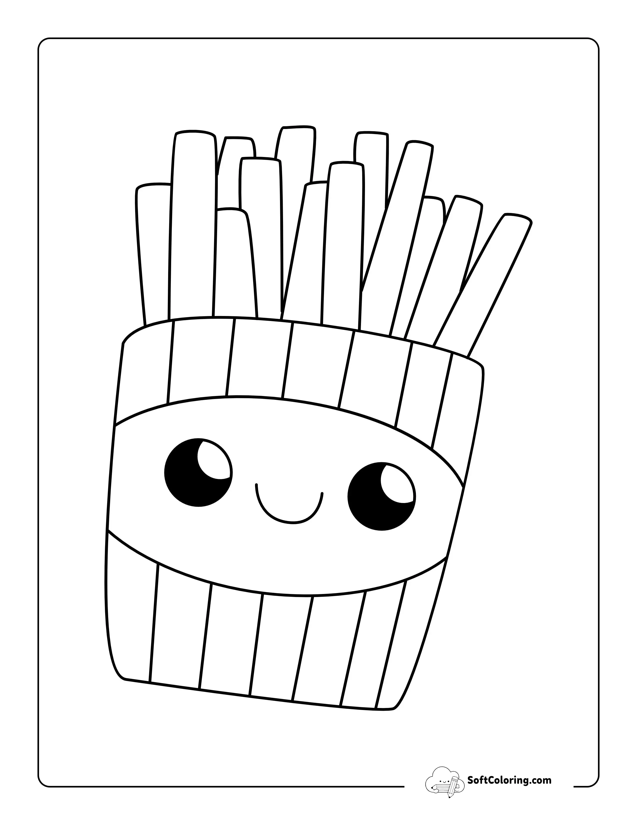 Kawaii French Fries Picture To Color