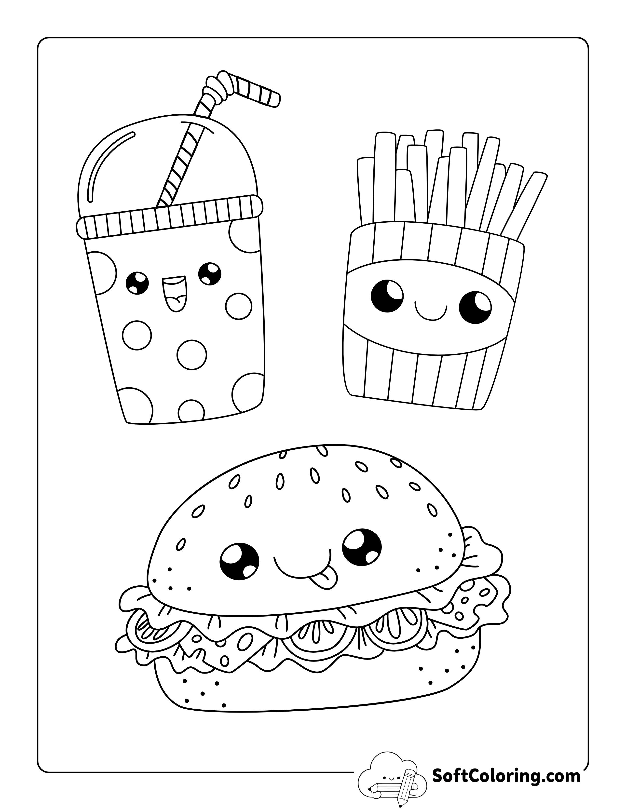 Cute Kawaii Food Picture to Color In