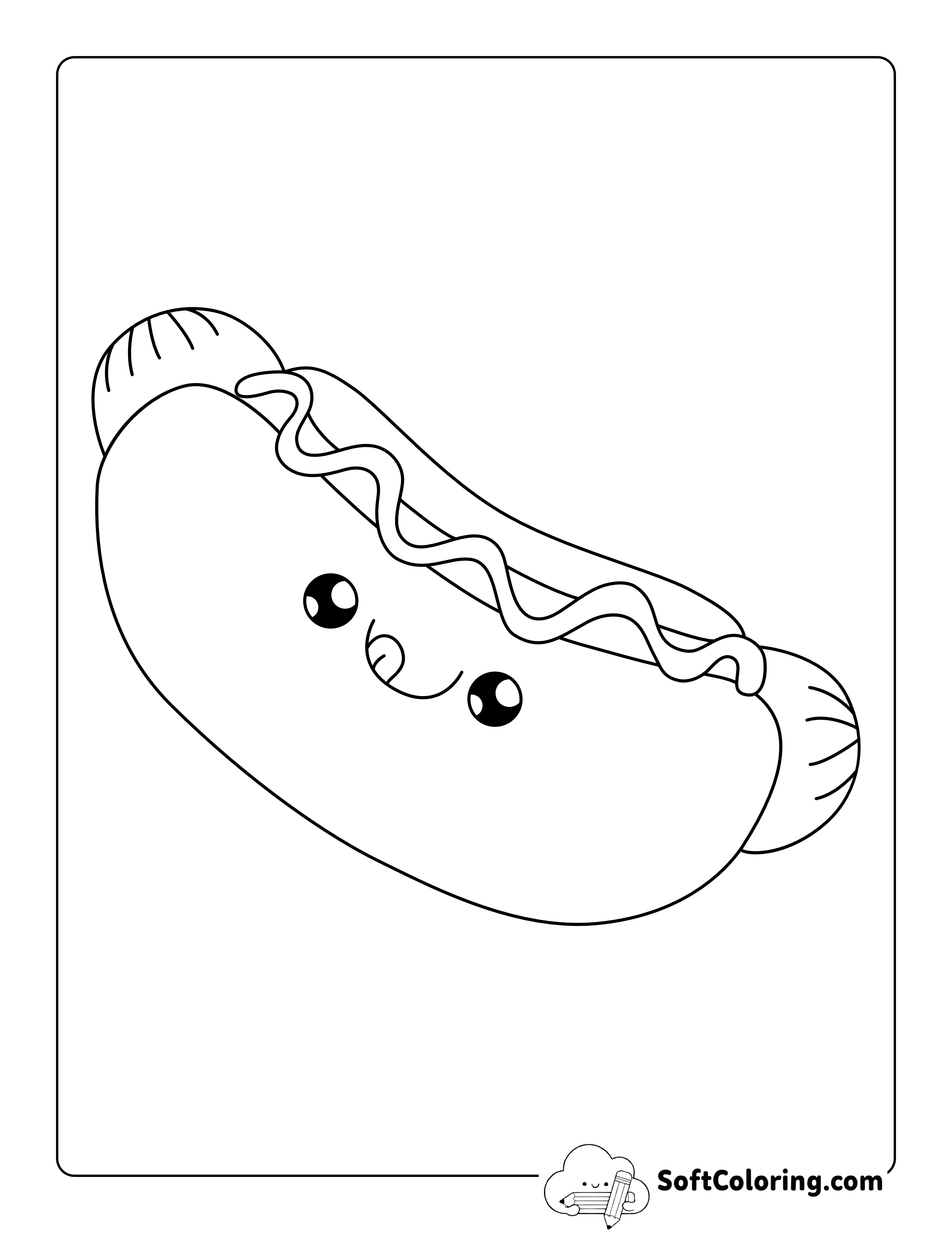 Cute Hotdog Picture to Color