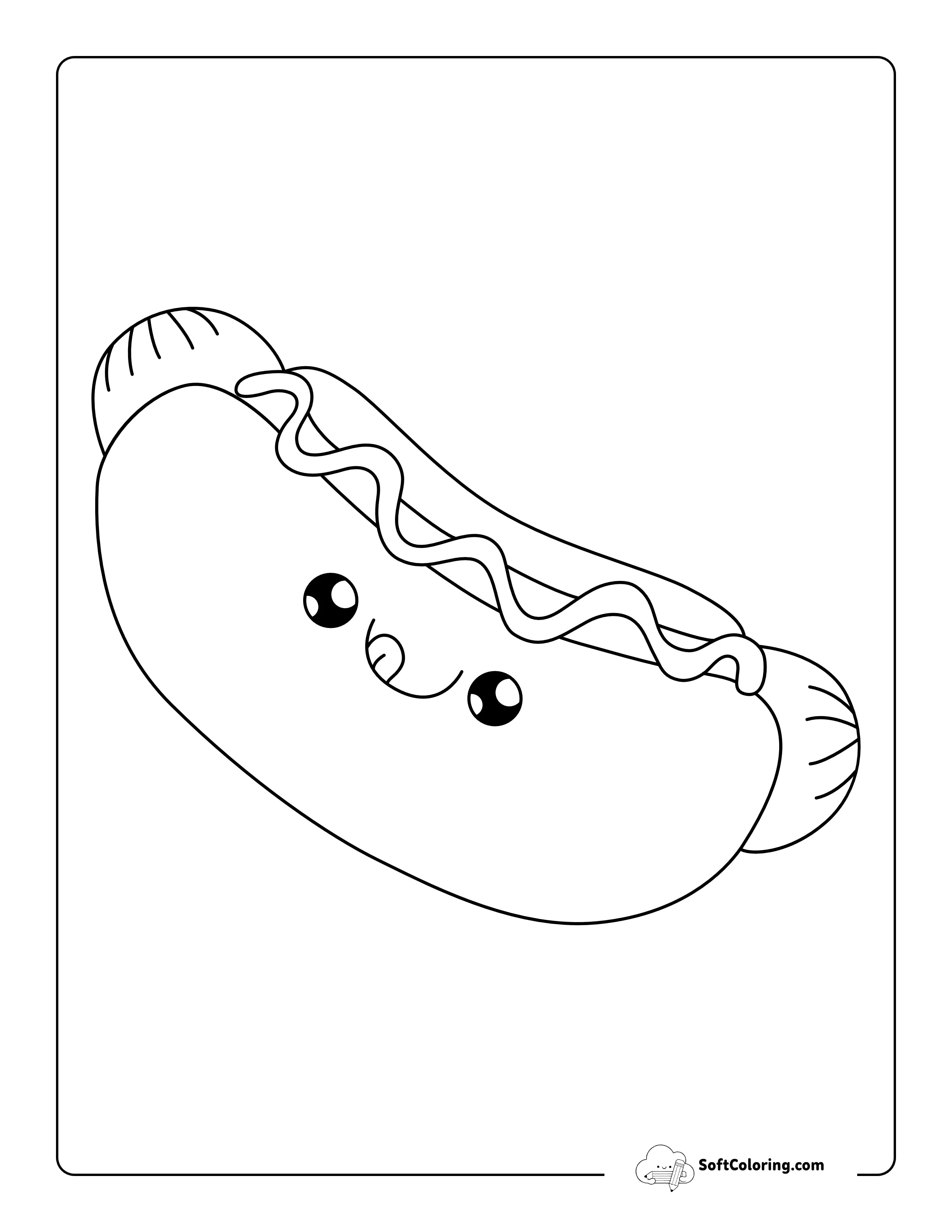 Cute Hotdog Picture To Color