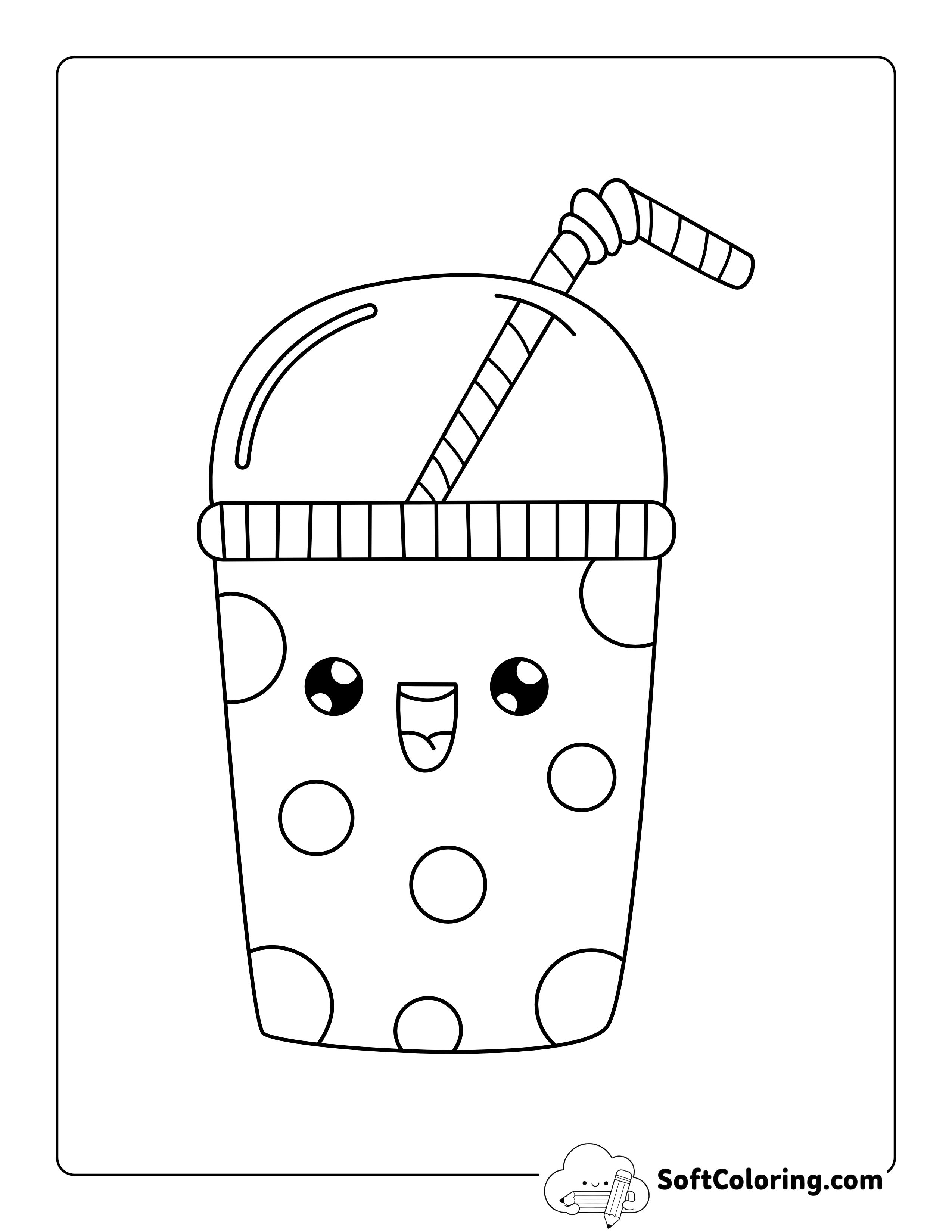 Kawaii Bubble Tea Coloring Sheet