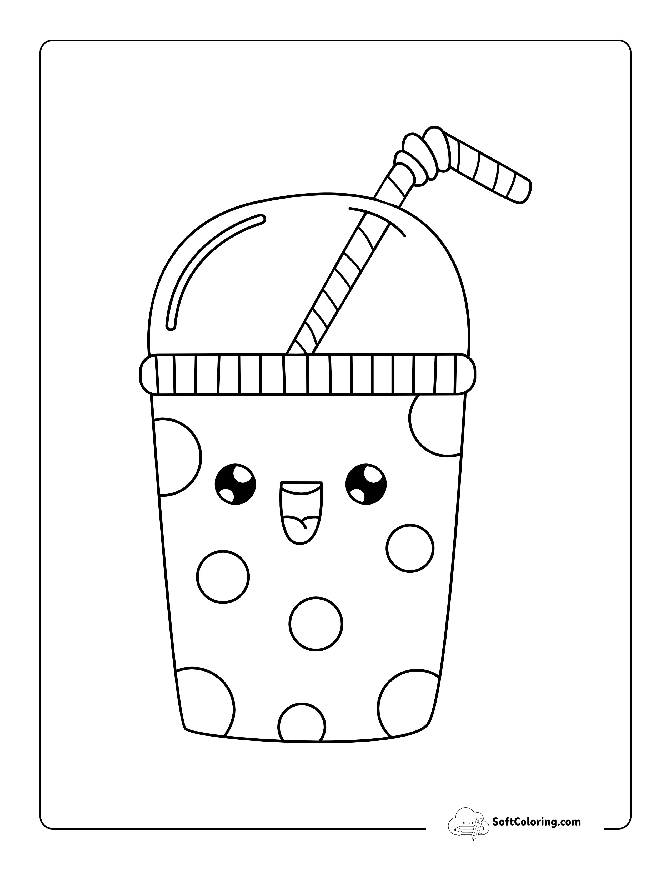 Kawaii Bubble Tea Coloring Sheet