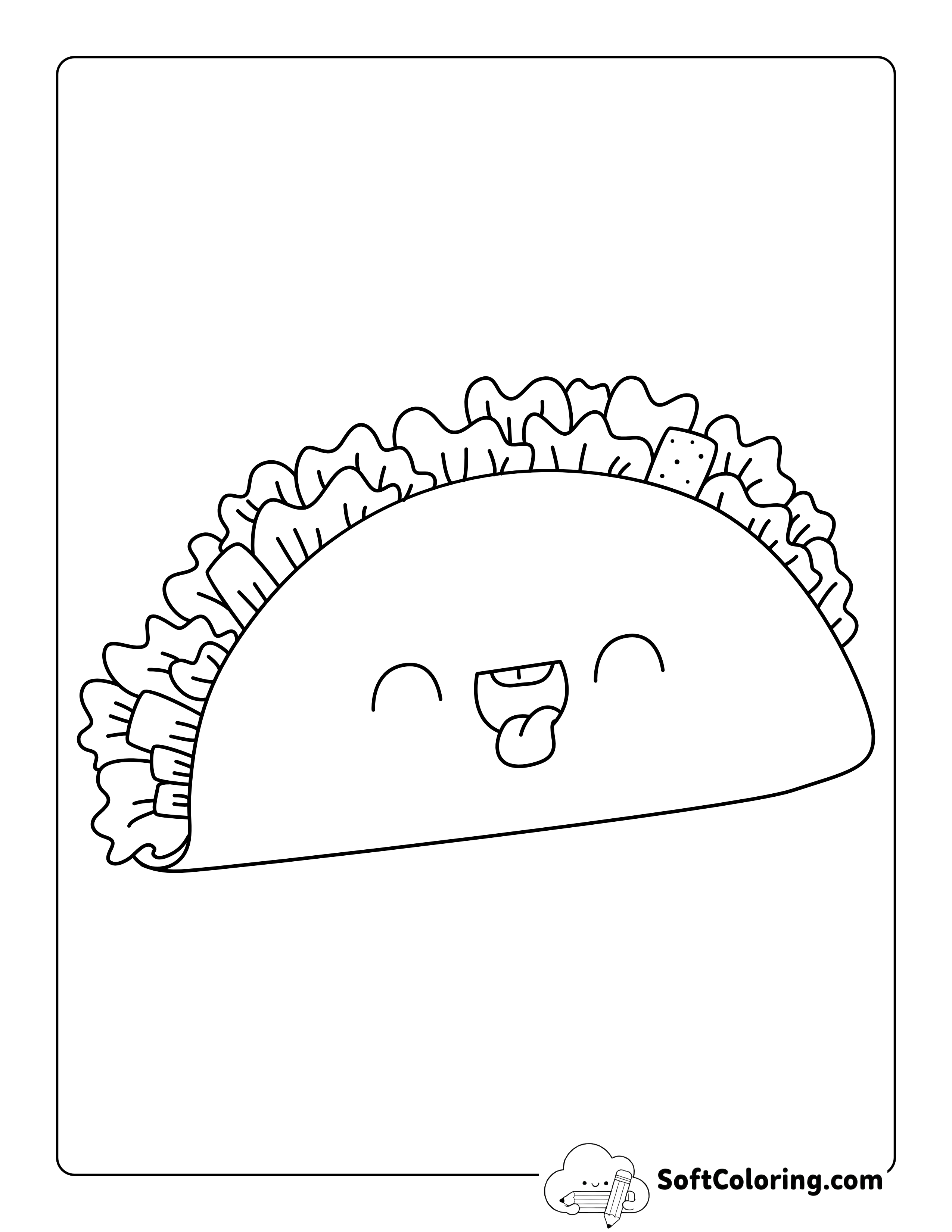 Kawaii Taco Coloring Sheet