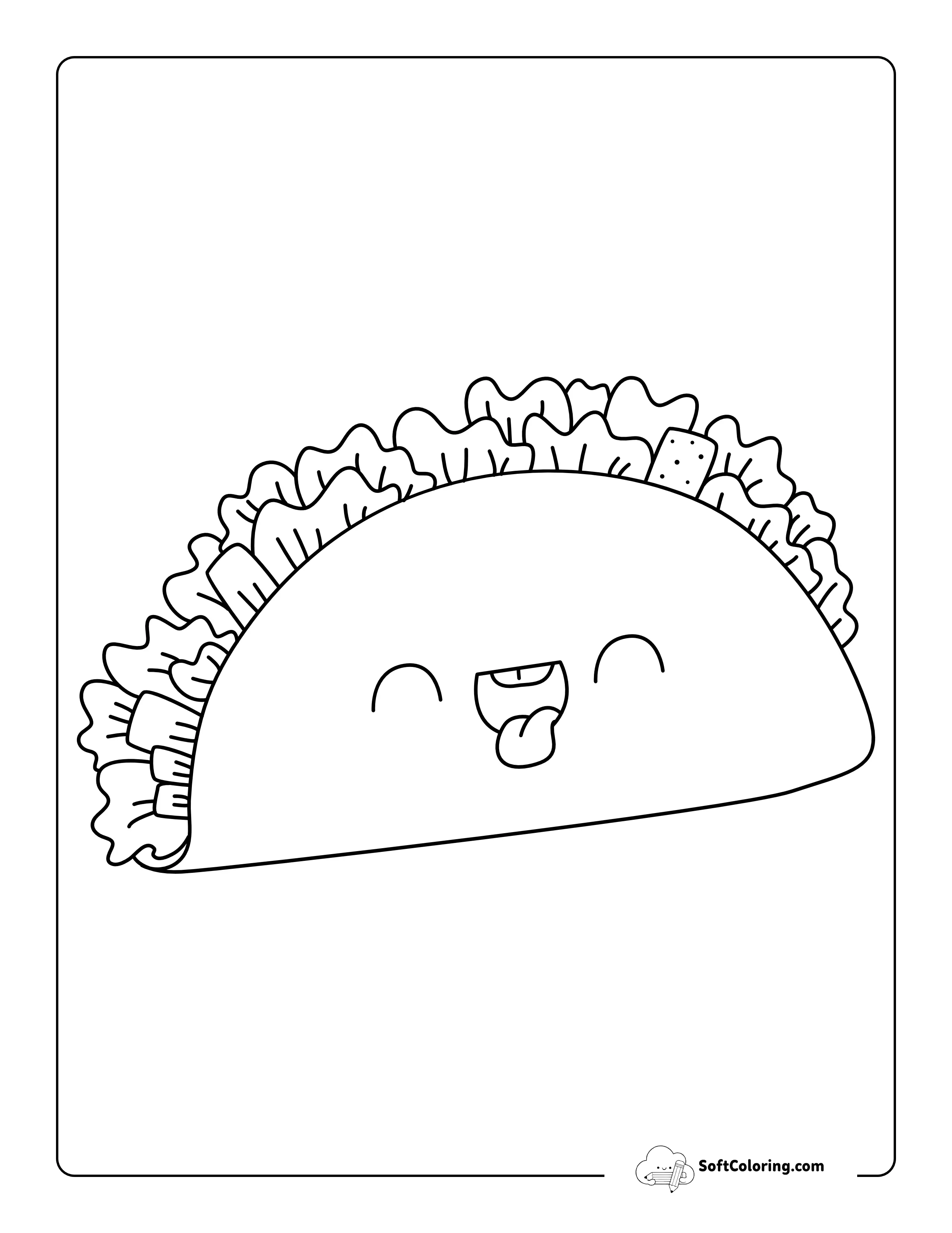 Kawaii Taco Coloring Sheet