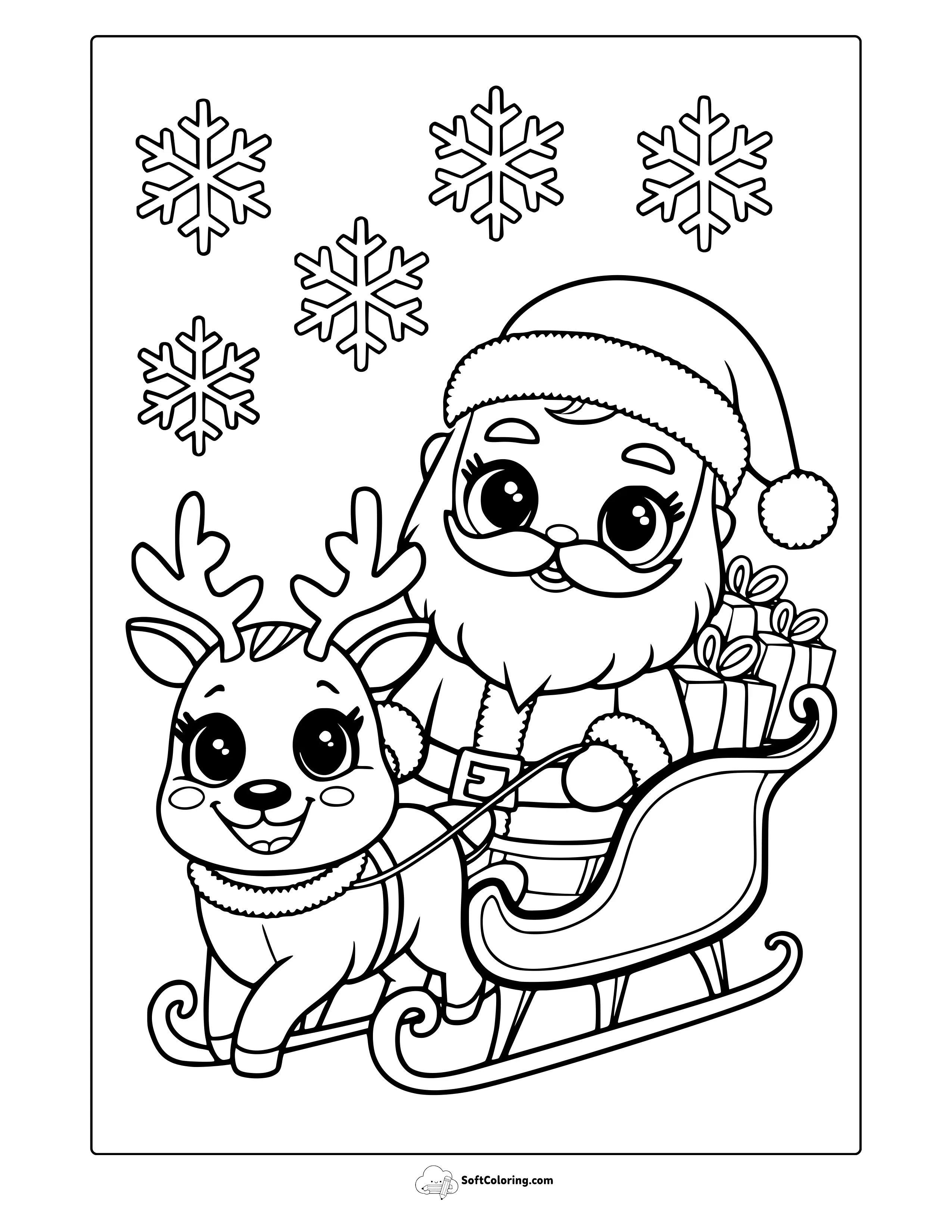 Kawaii Cute Christmas Coloring Page