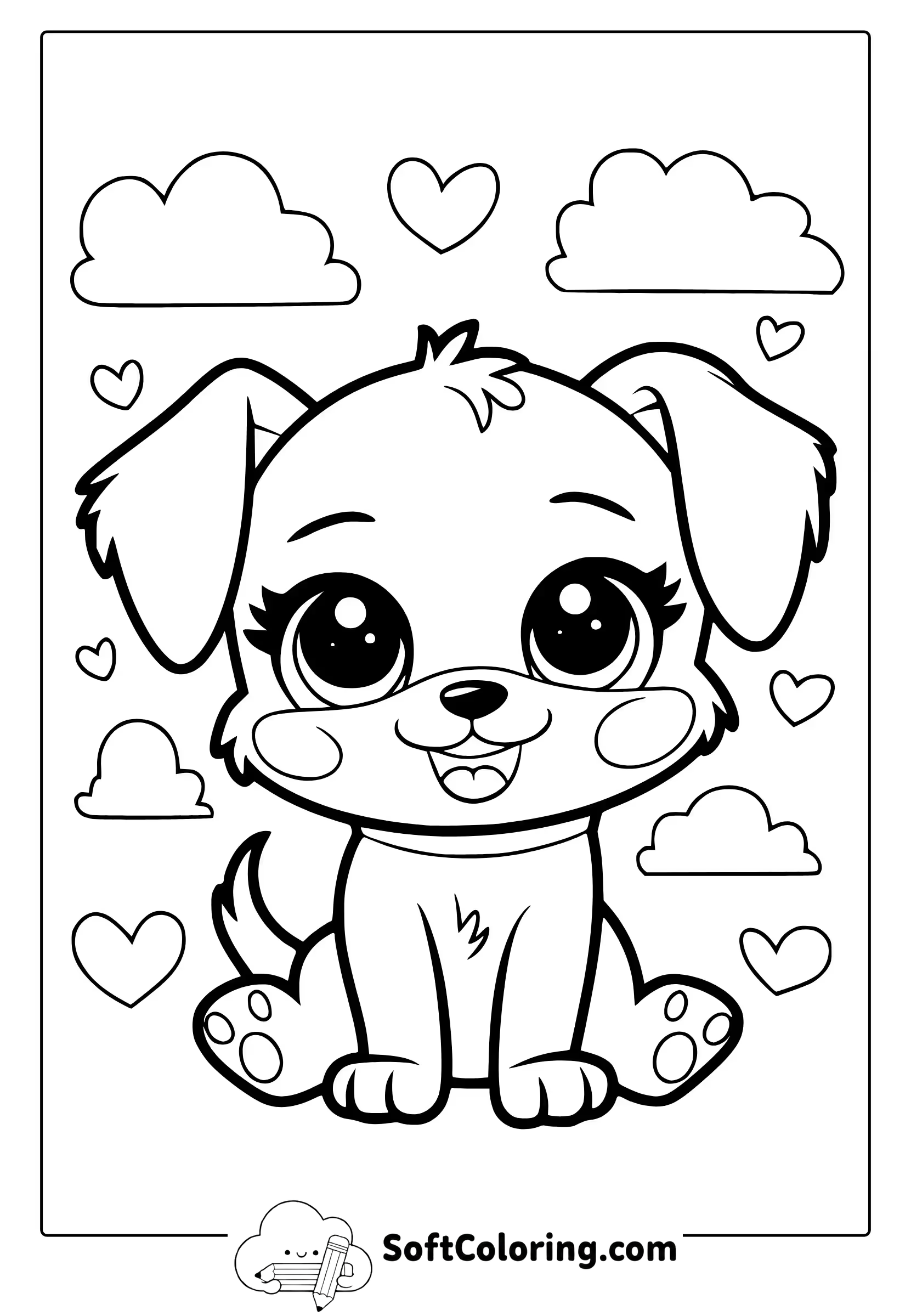 kawaii dog coloring page