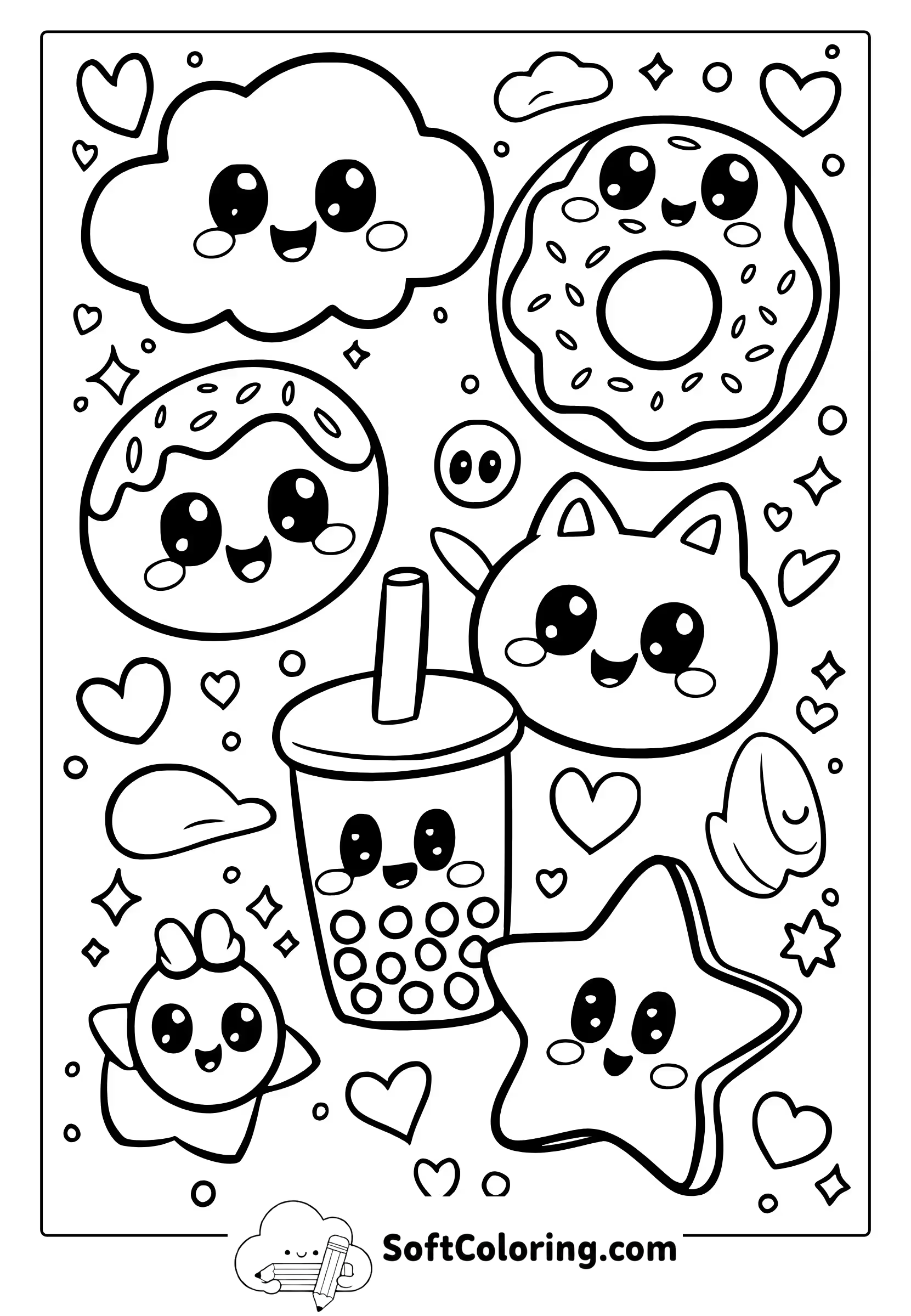 kawaii doodle coloring page