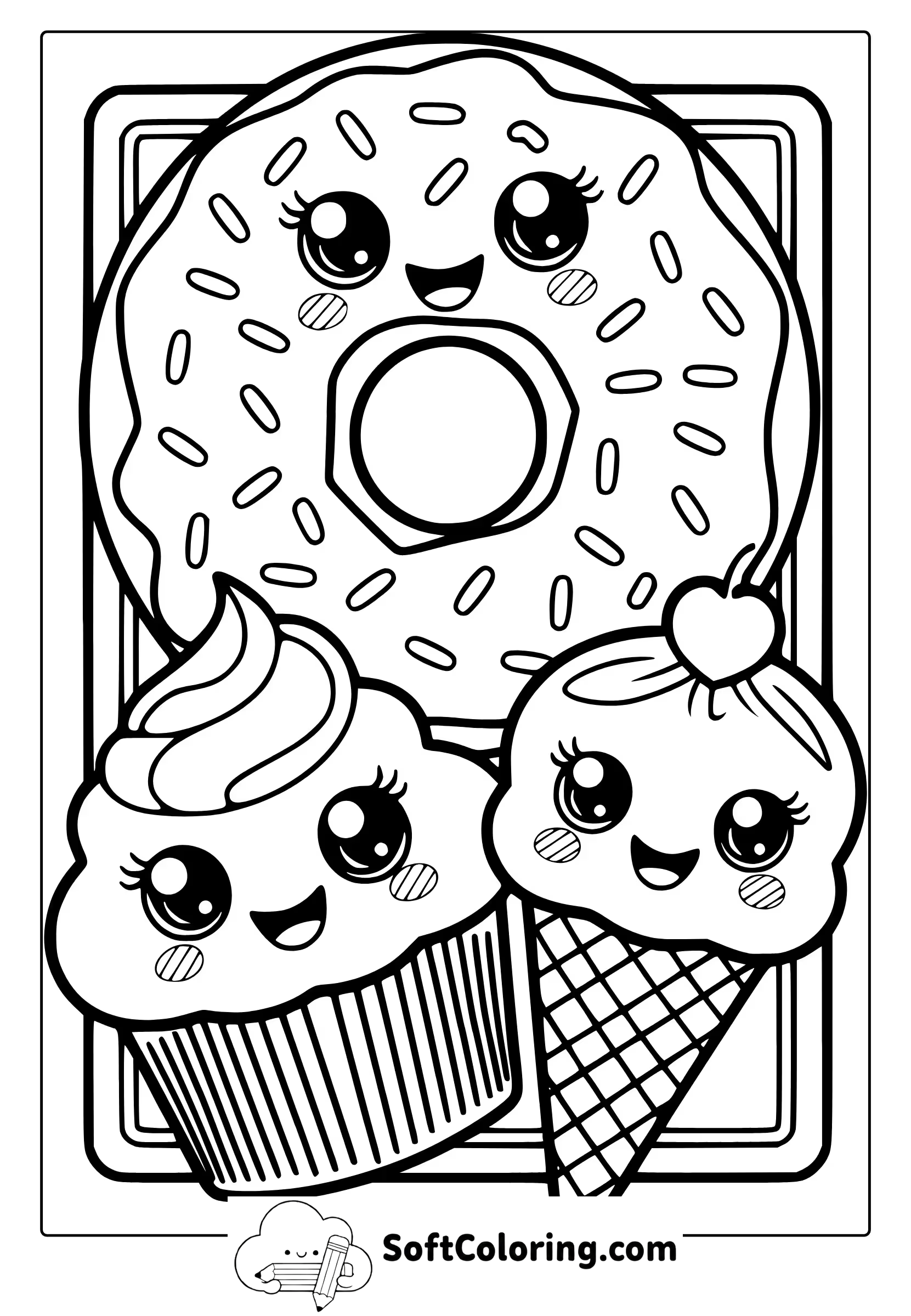 kawaii food coloring page