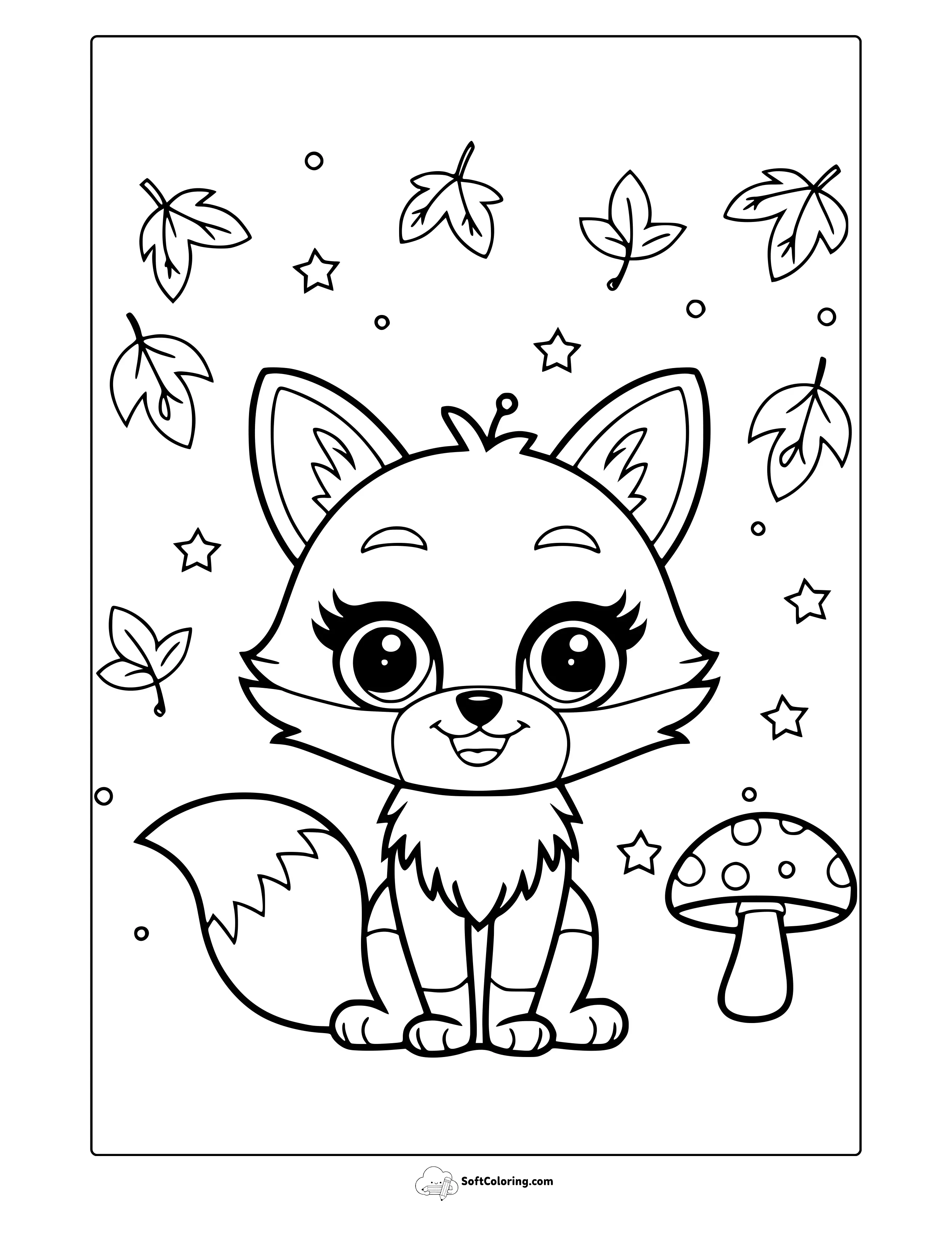 Kawaii Fox Coloring Page