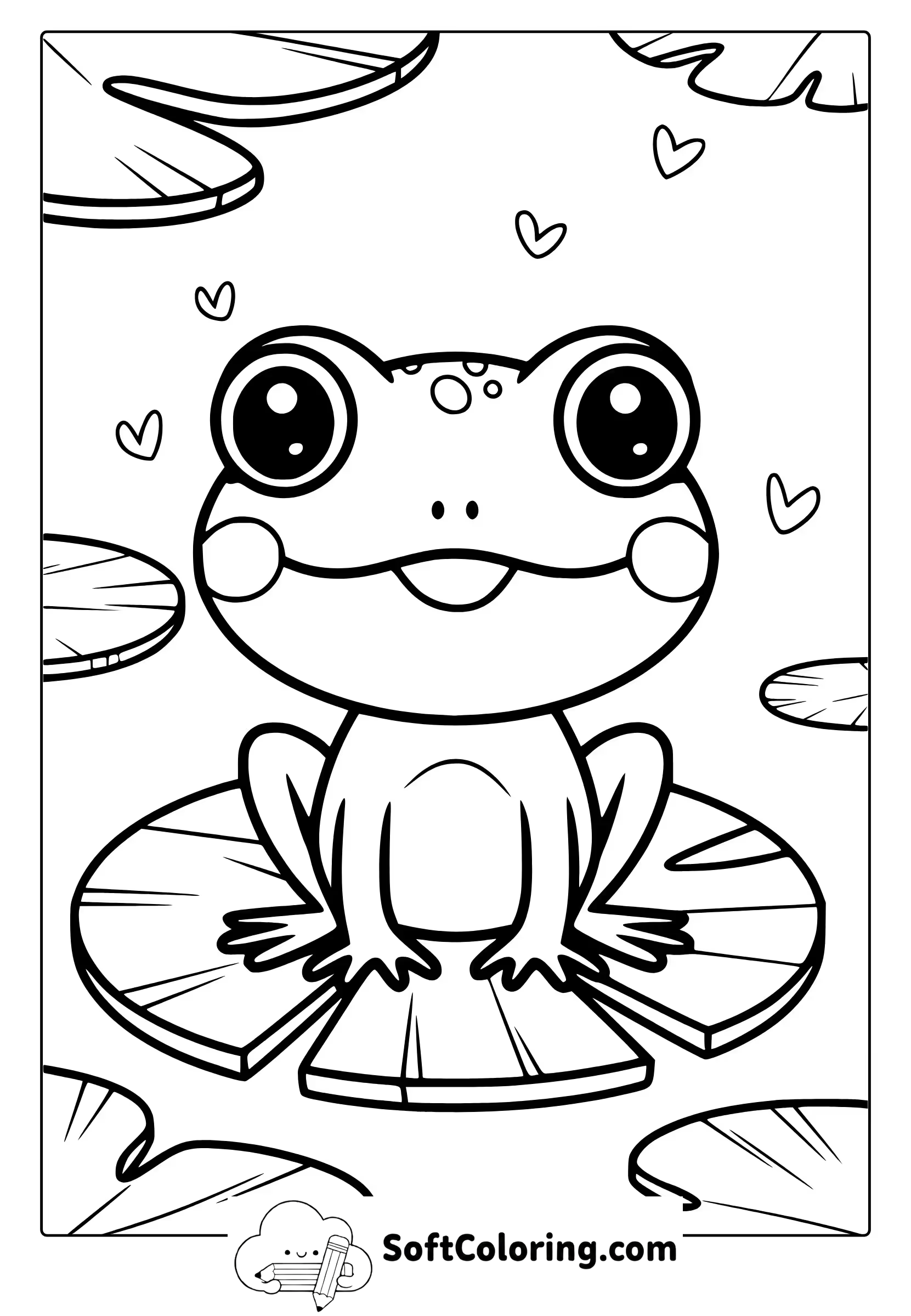 kawaii frog coloring page