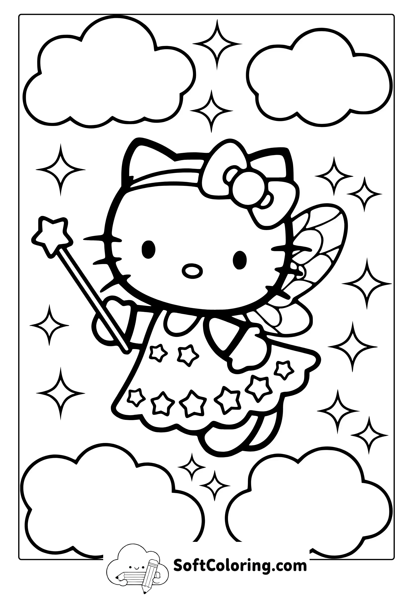 kawaii hello kitty coloring page