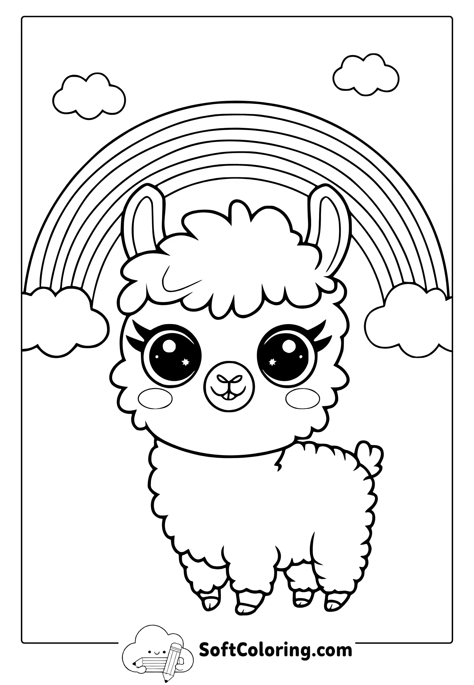 kawaii llama coloring page
