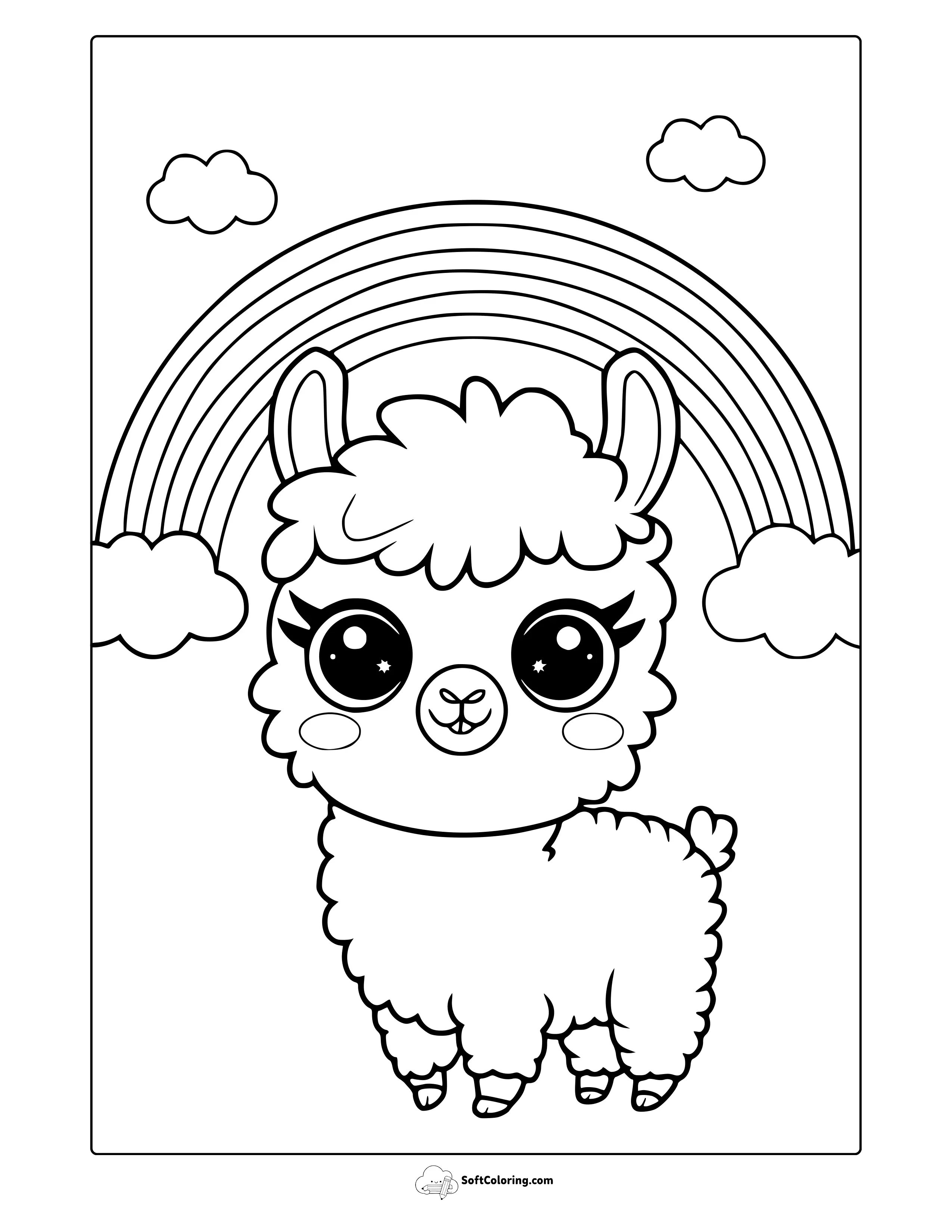 Kawaii Llama Coloring Page