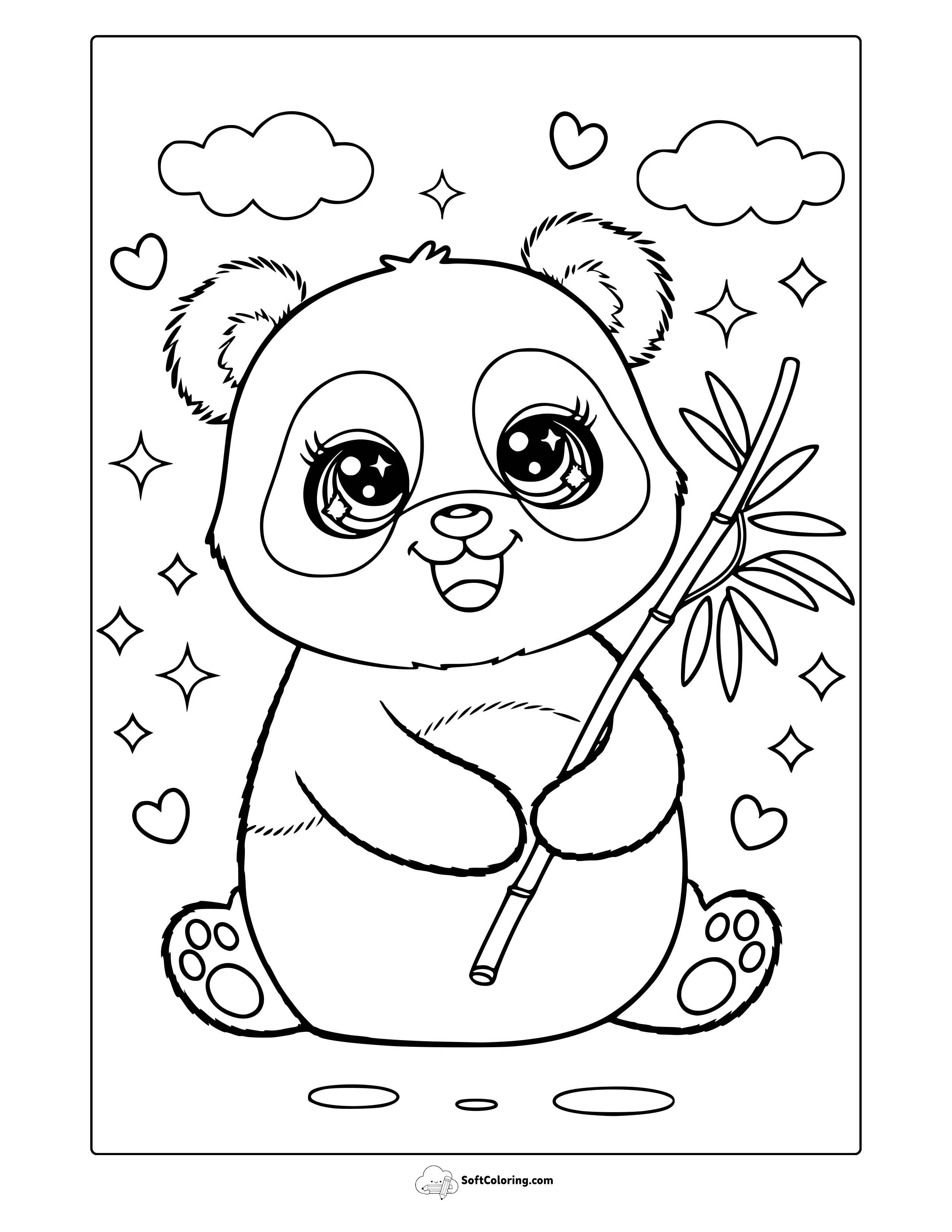 Kawaii Panda Coloring Page