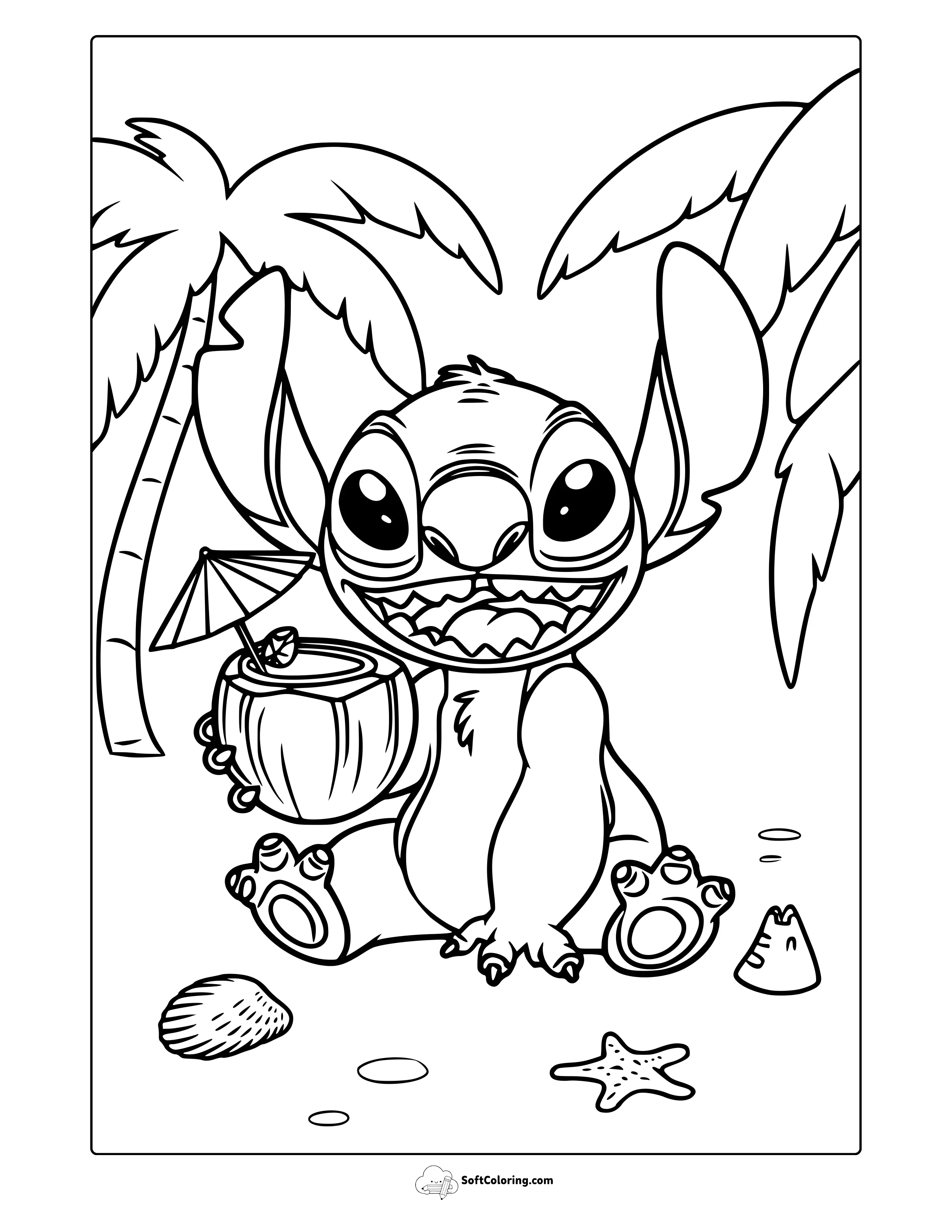 Kawaii Stitch Coloring Page