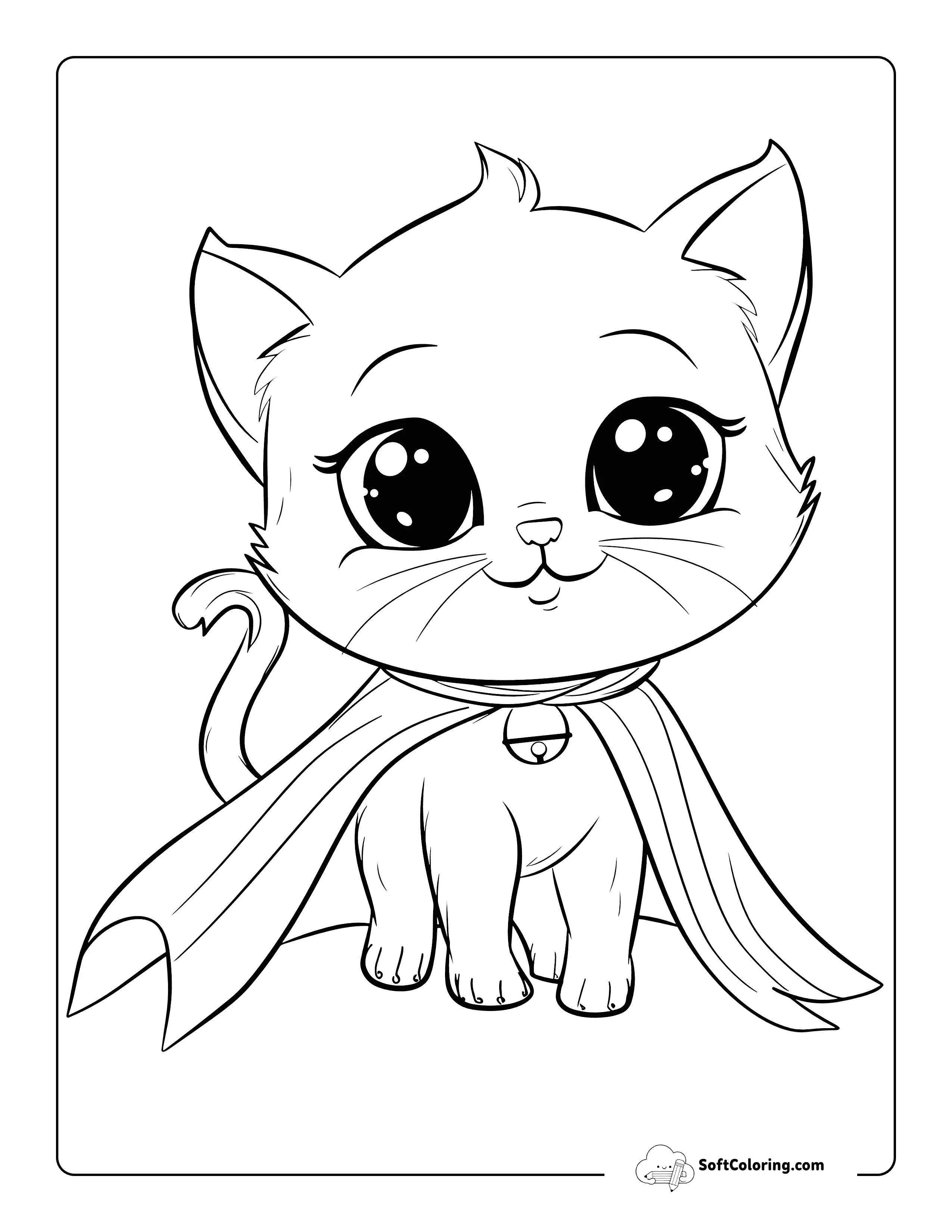 Cute Super Kitten Coloring Sheet