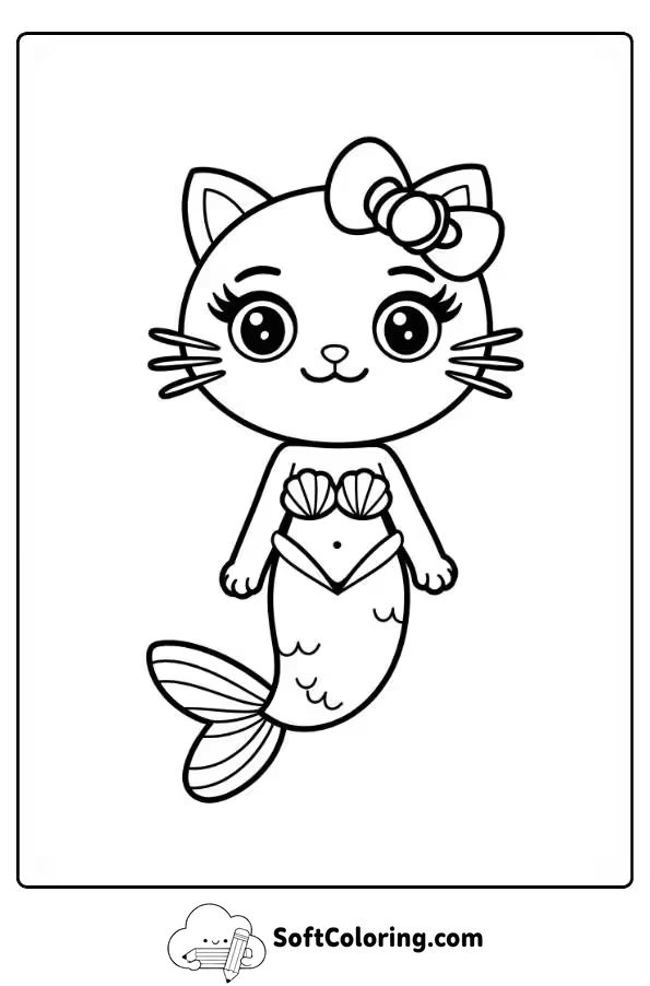 Kitty Mermaid Coloring Page 3
