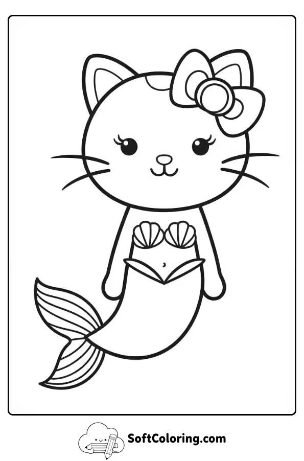 Kitty Mermaid Coloring Page