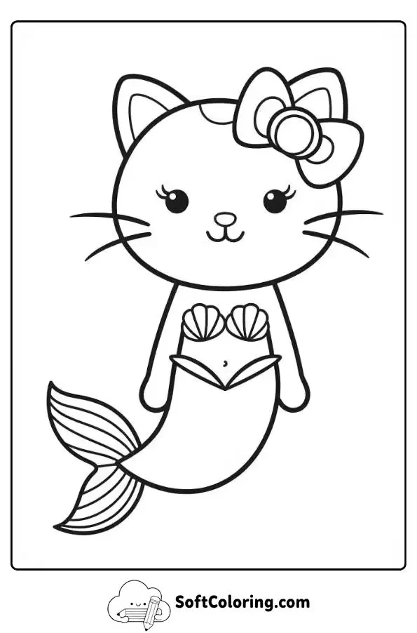 Kitty Mermaid Coloring Page