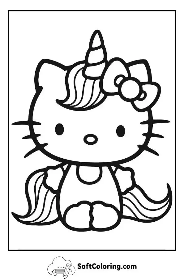 Kitty Unicorn Coloring Page