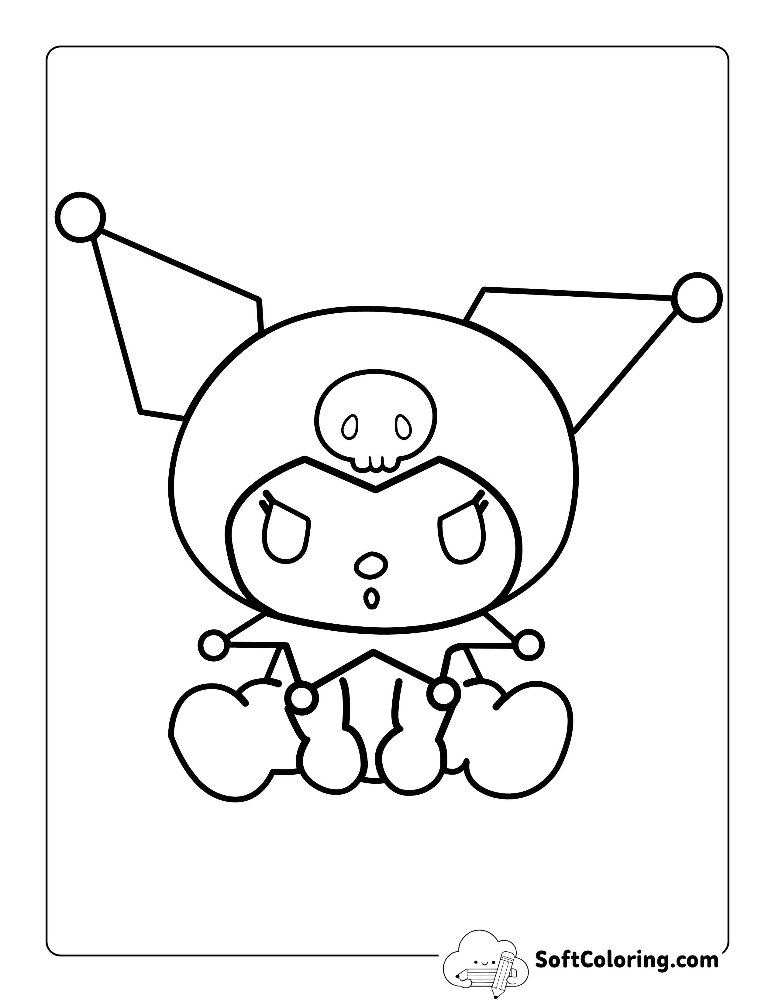 Kawaii Kuromi-Inspired Coloring Page