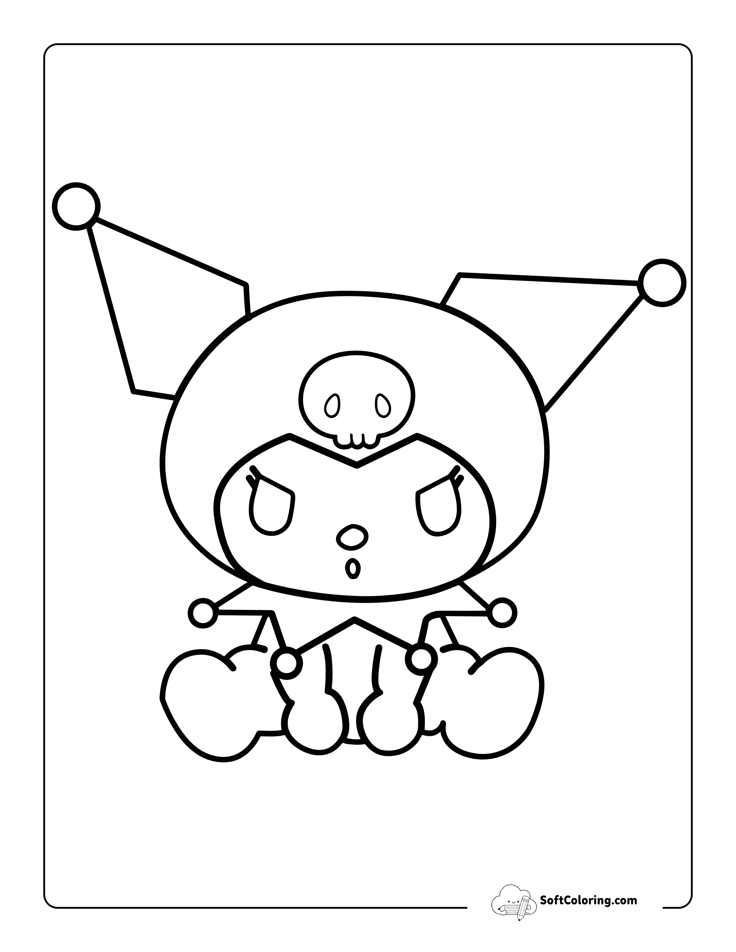 Kawaii Kuromi-Inspired Coloring Page