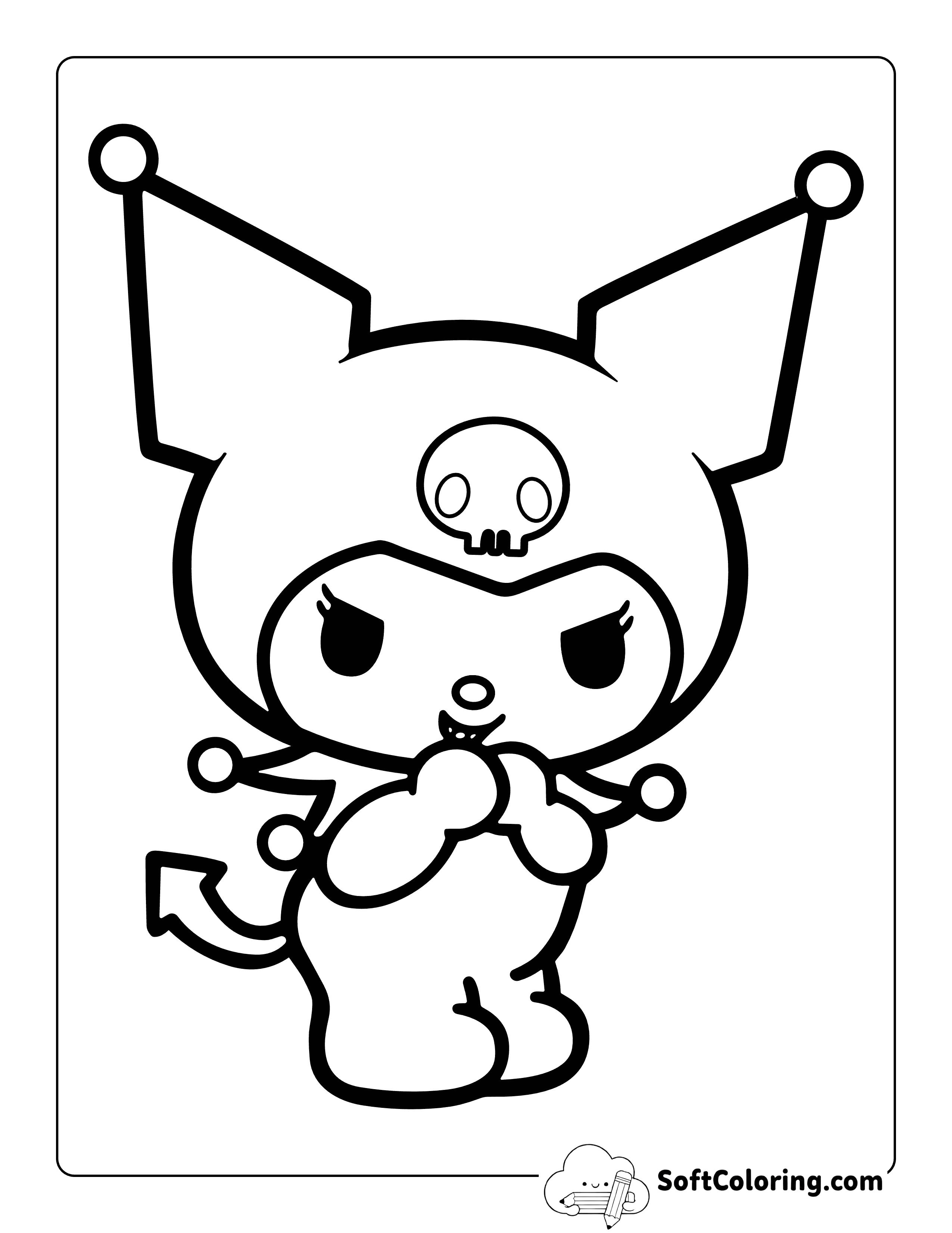 Cute Evil Laugh Kuromi-Inspired Coloring Page