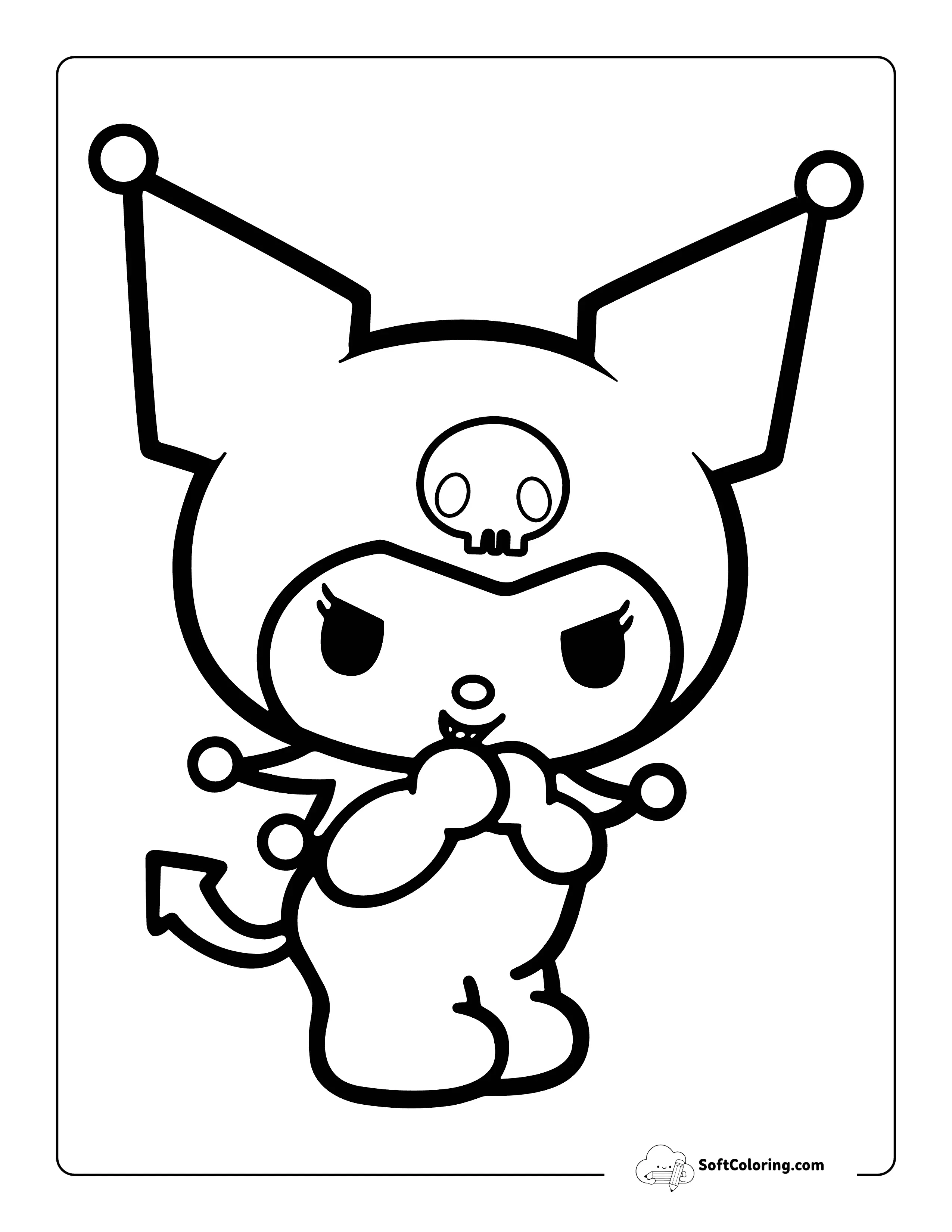 Cute Evil Laugh Kuromi-Inspired Coloring Page