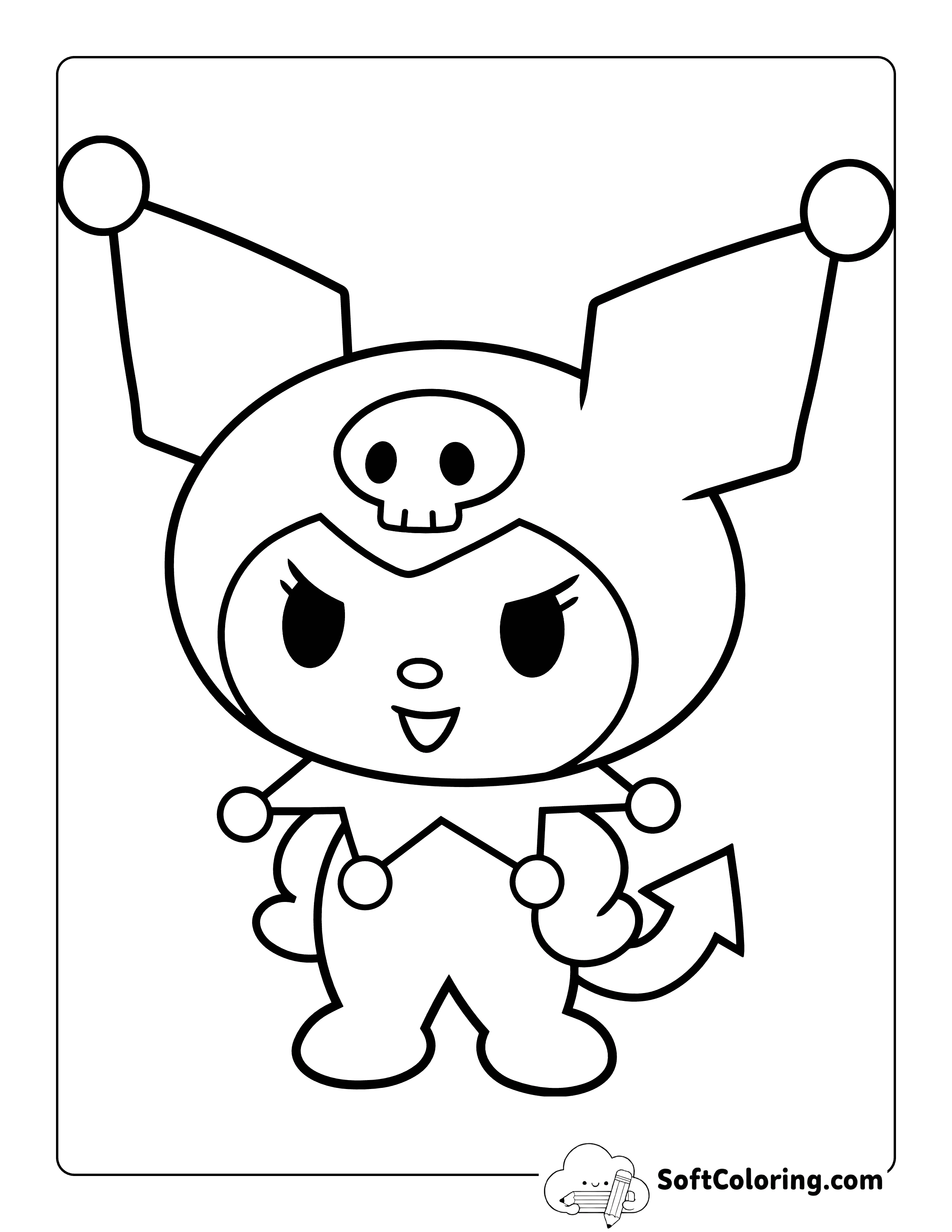 Standing Proudly Kuromi-Inspired Drawing Printable to Color