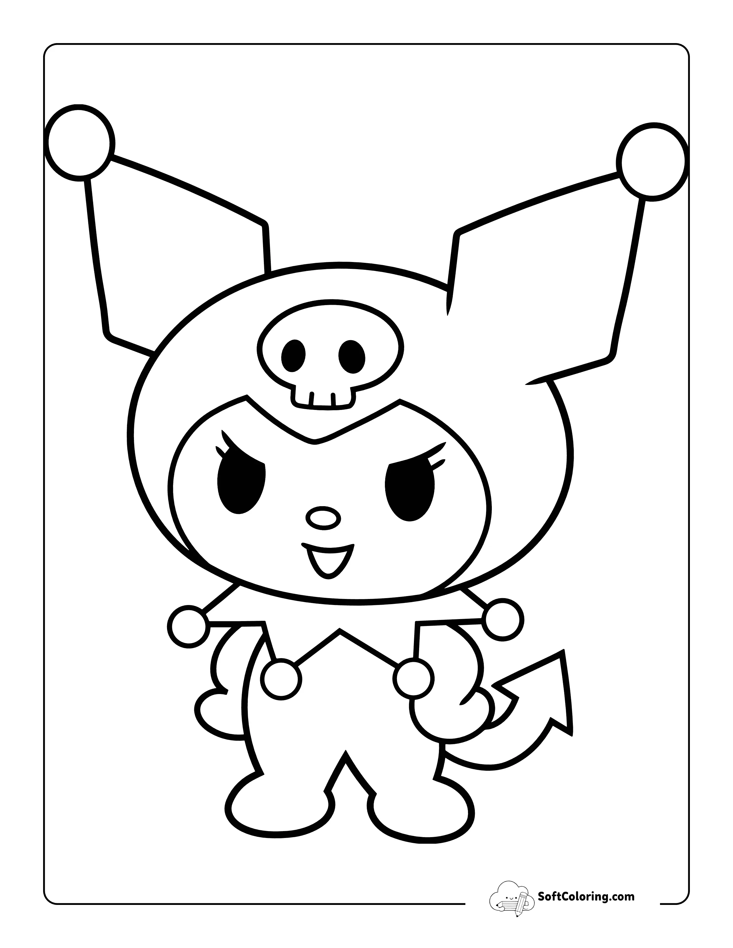 Standing Proudly Kuromi-Inspired Drawing Printable To Color