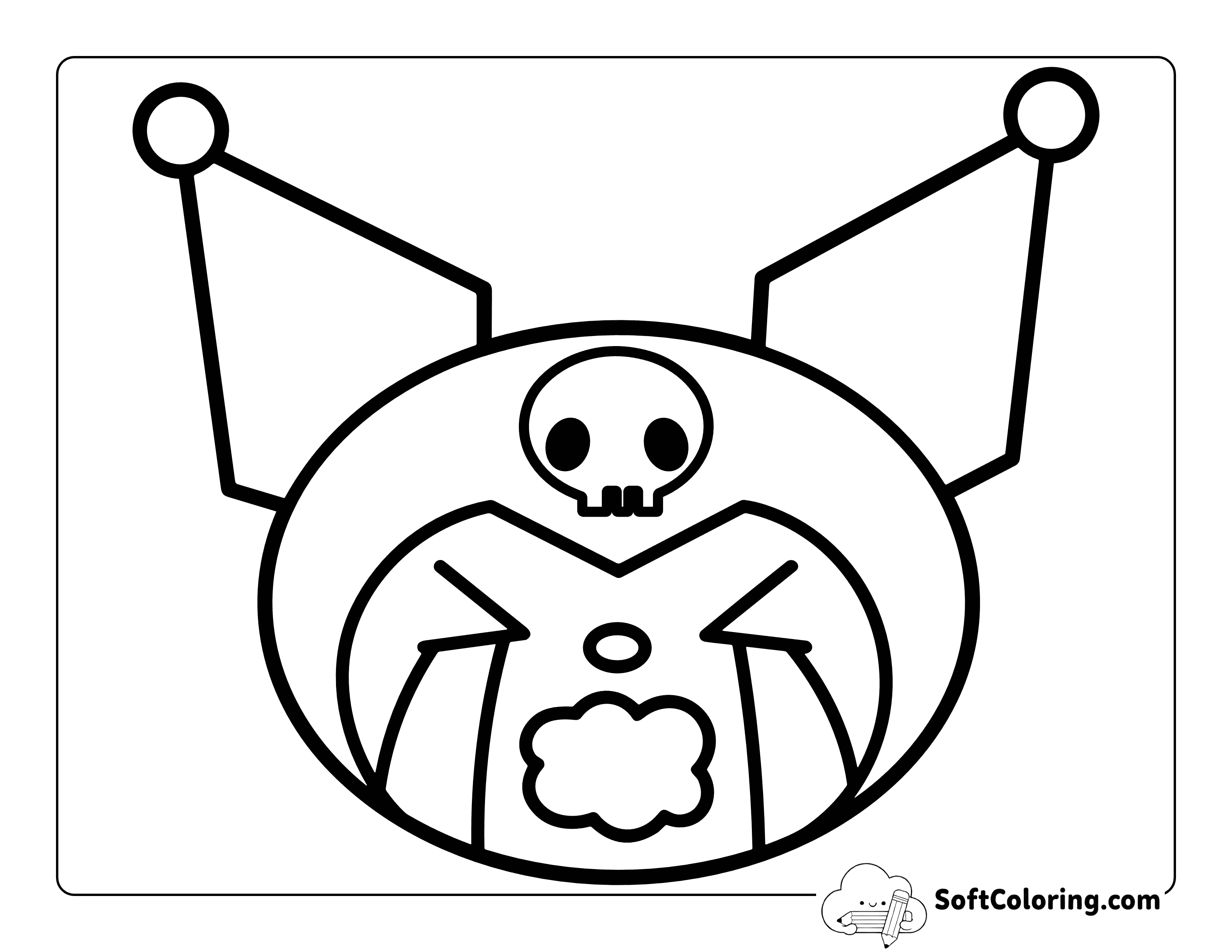 Kawaii Crying Kuromi-Inspired Coloring Sheet