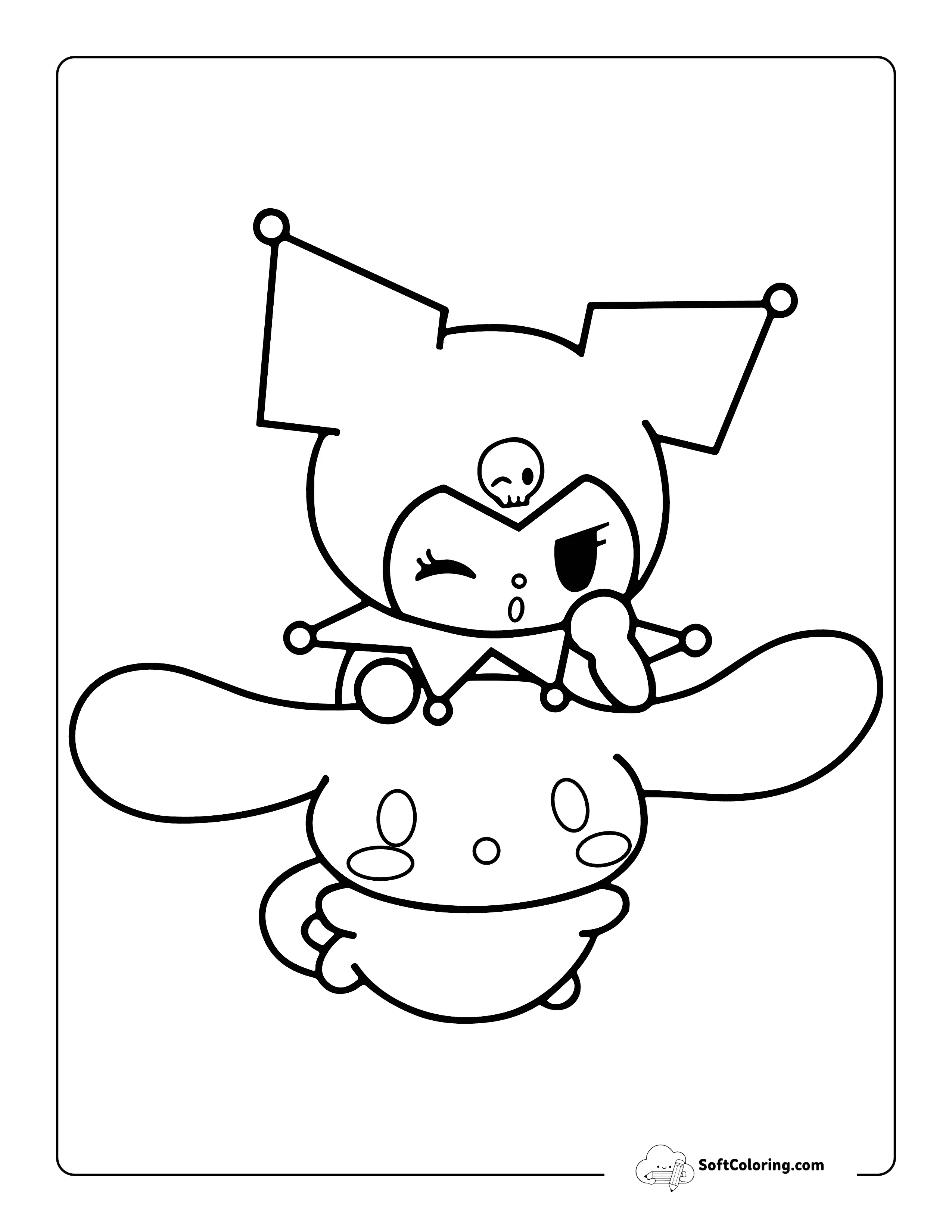 Kuromi And Cinnamoroll-Inspired Coloring Page