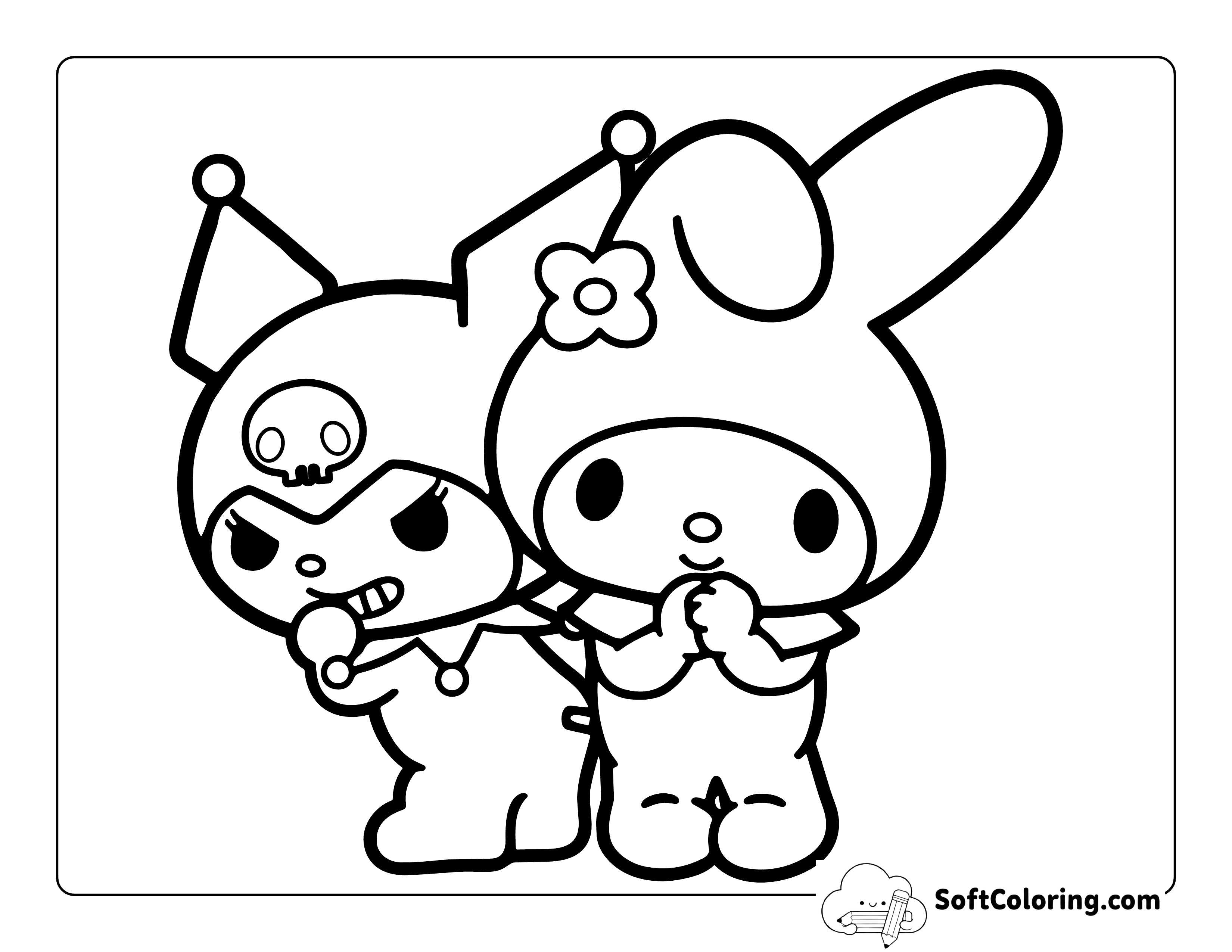 Kuromi and My Melody-Inspired Coloring Page