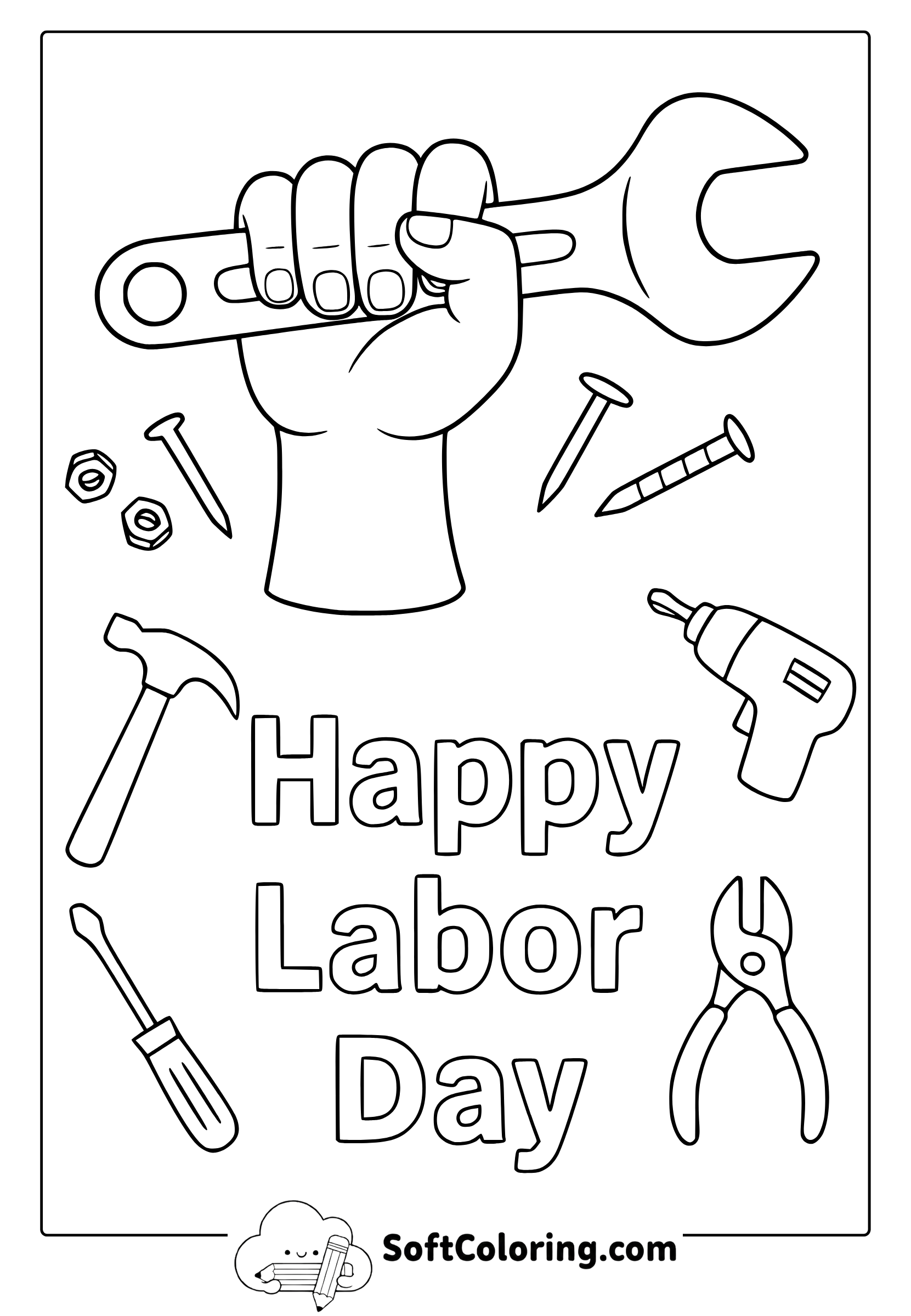 labor day equipments coloring page