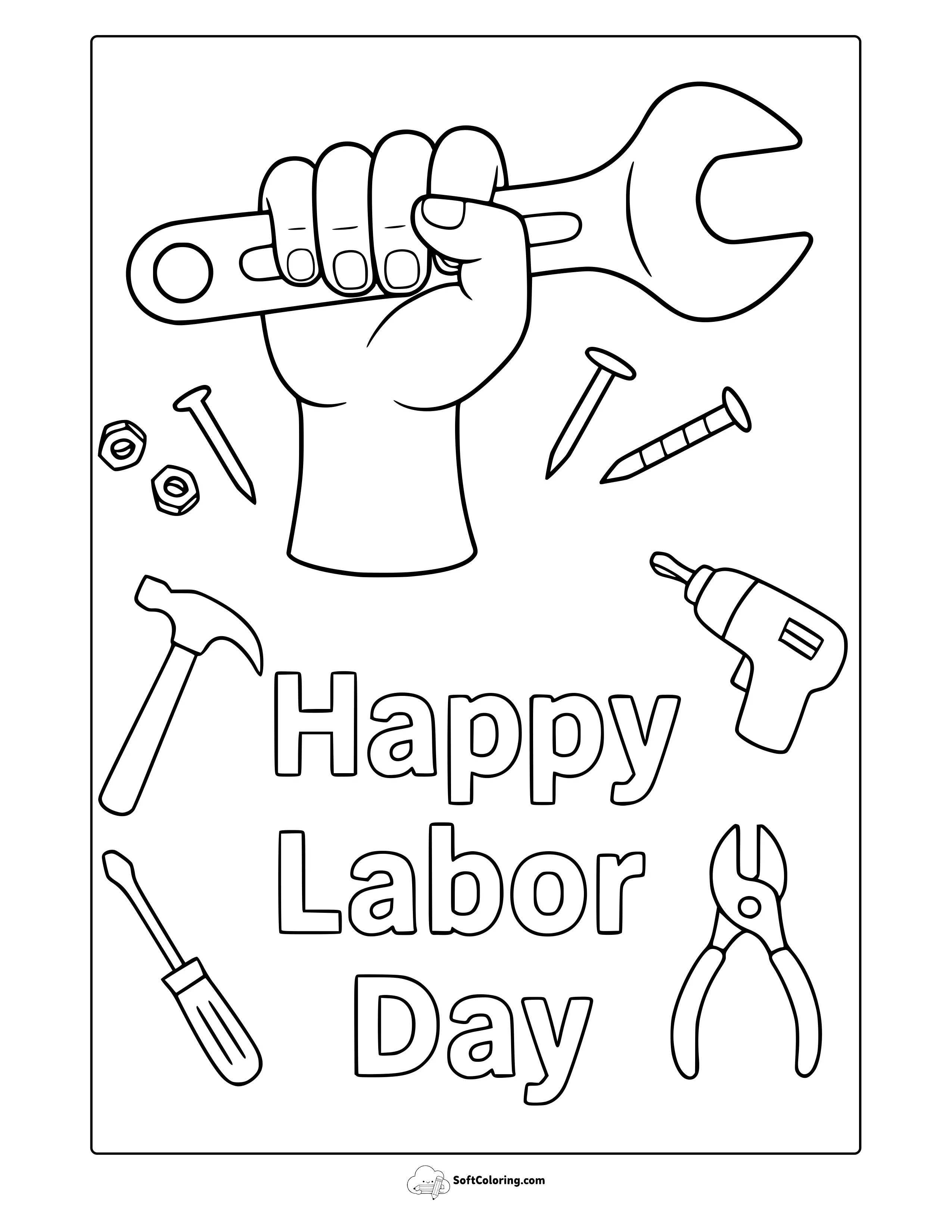 Labor Day Equipments Coloring Page