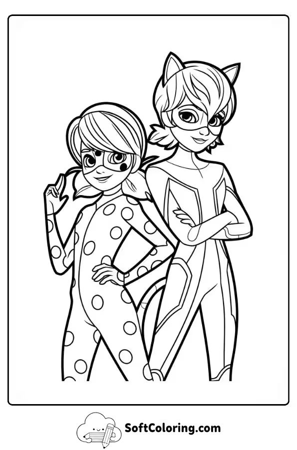 Ladybug Cat Noir Coloring Page